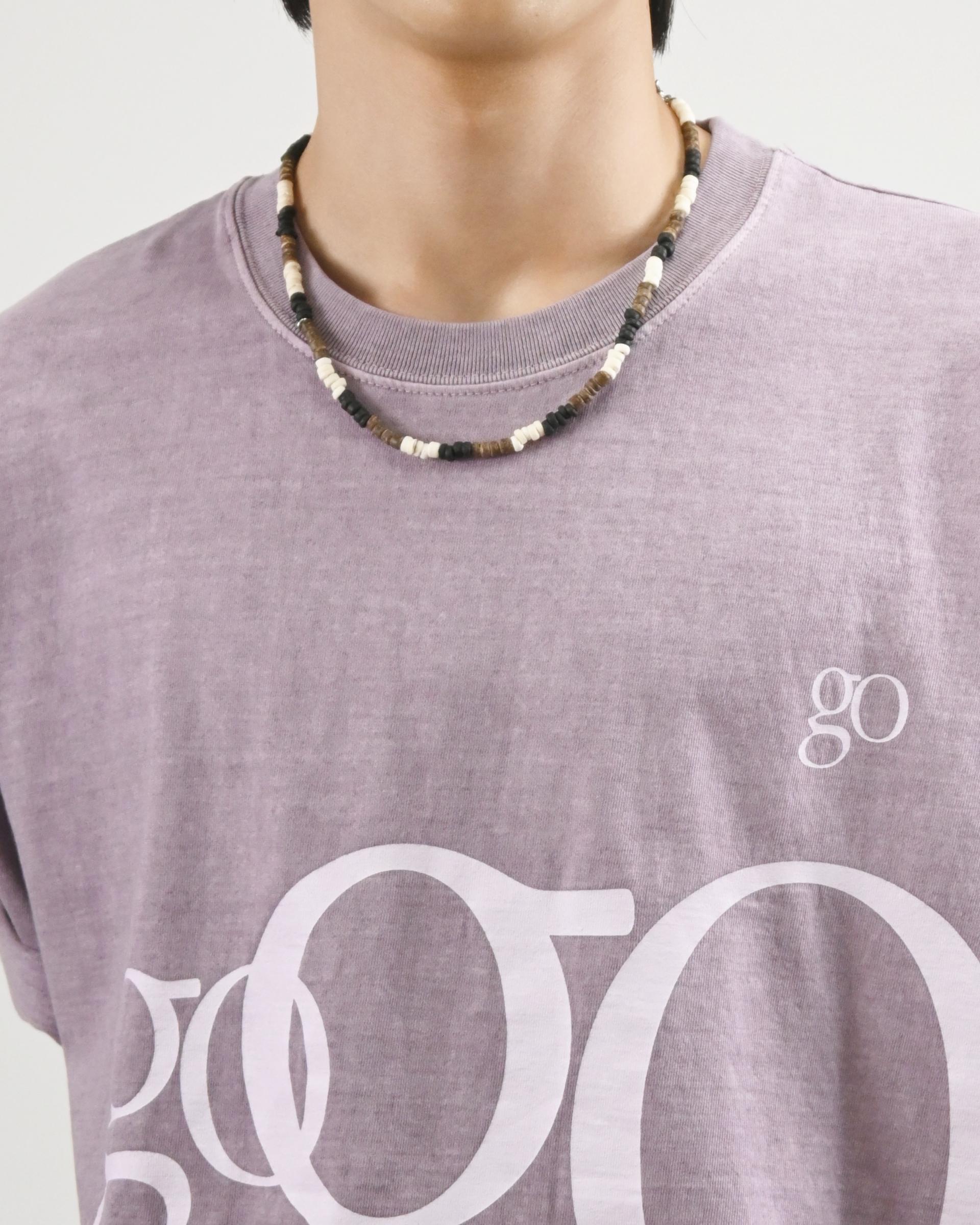 wood bead cowrie necklace