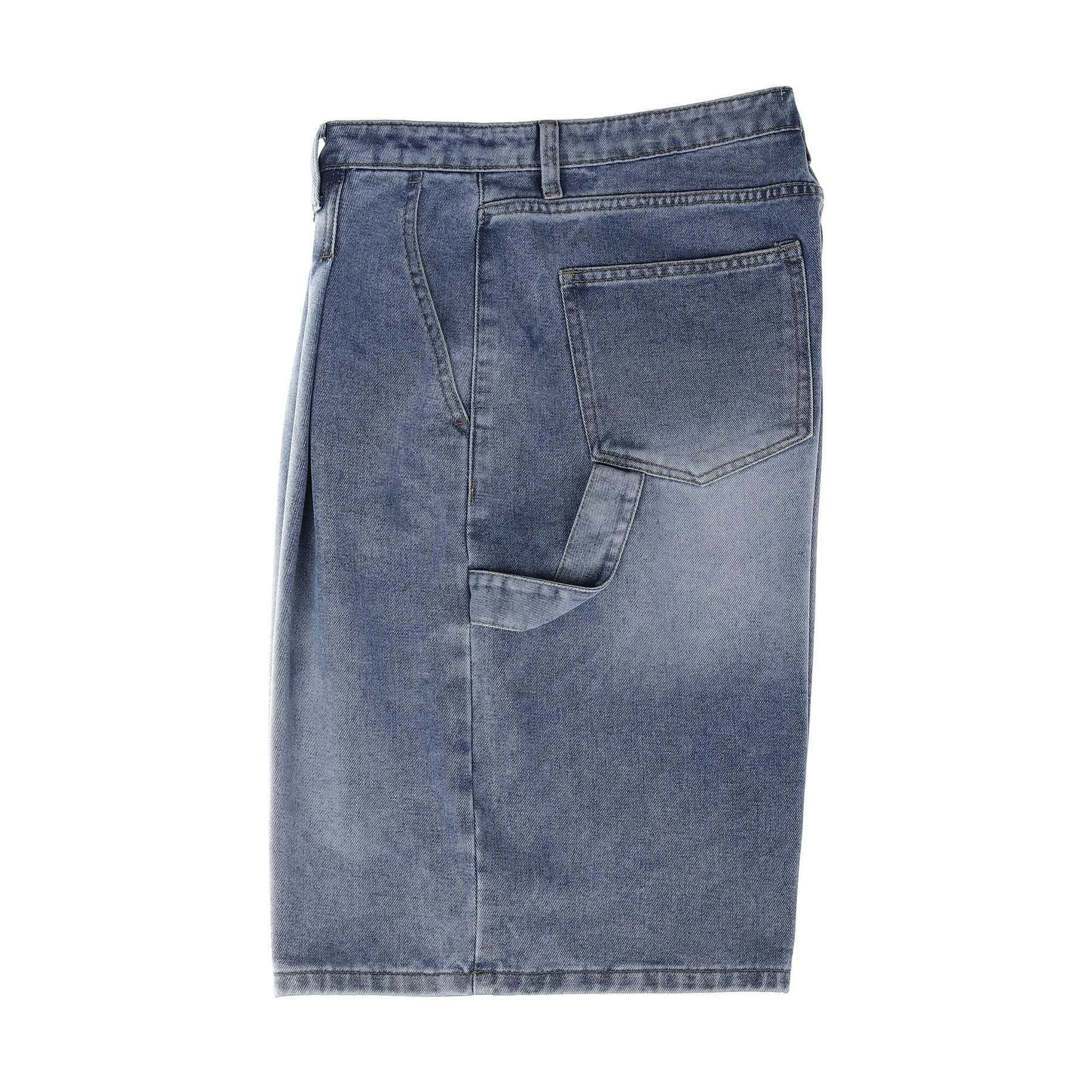 one tuck carpenter bermuda denim pants