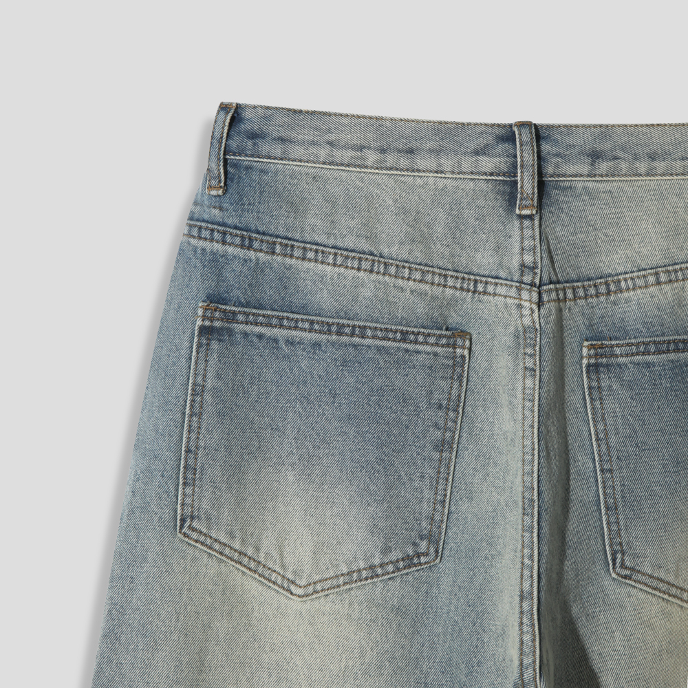 stone blur sand curved denim pants