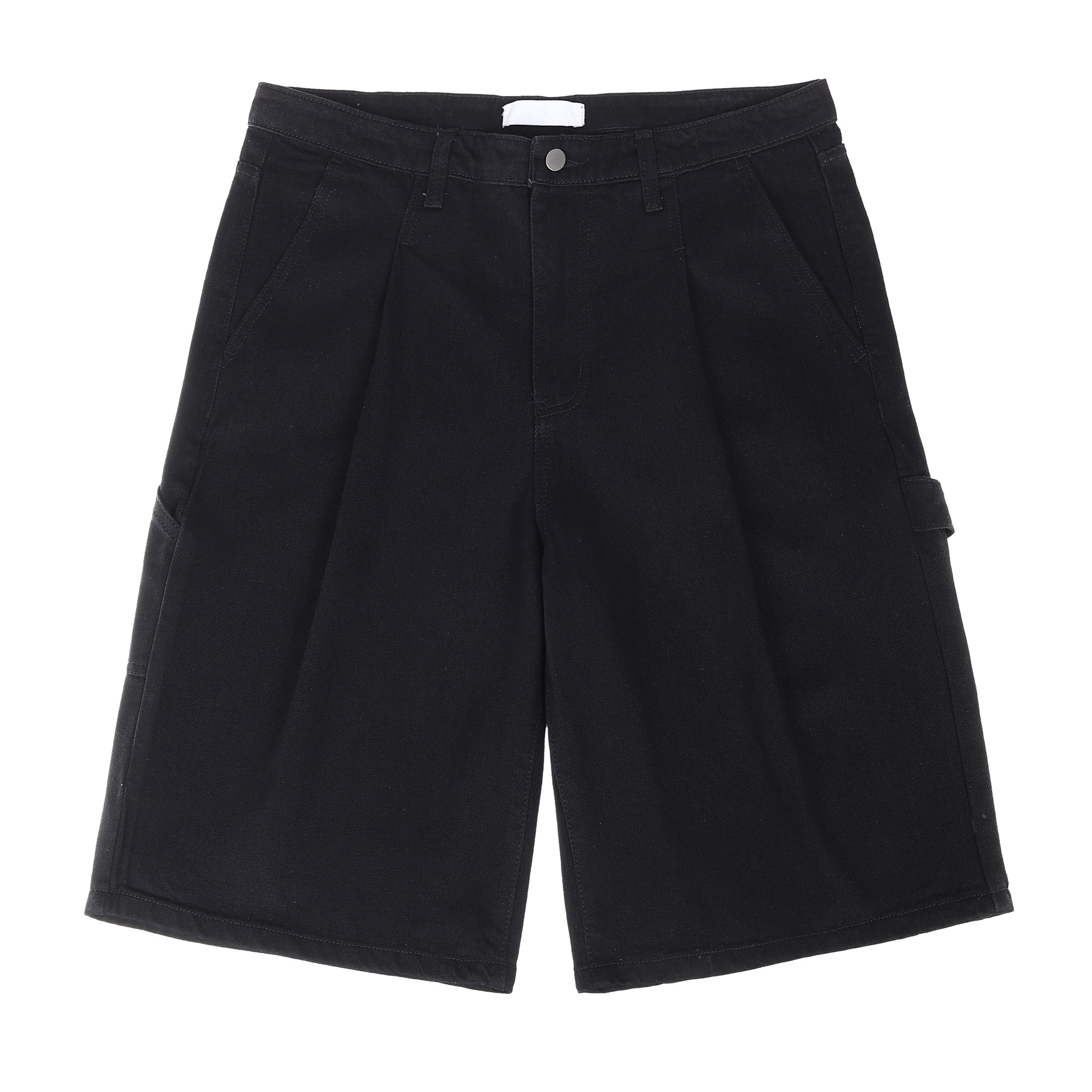 one tuck carpenter bermuda denim pants