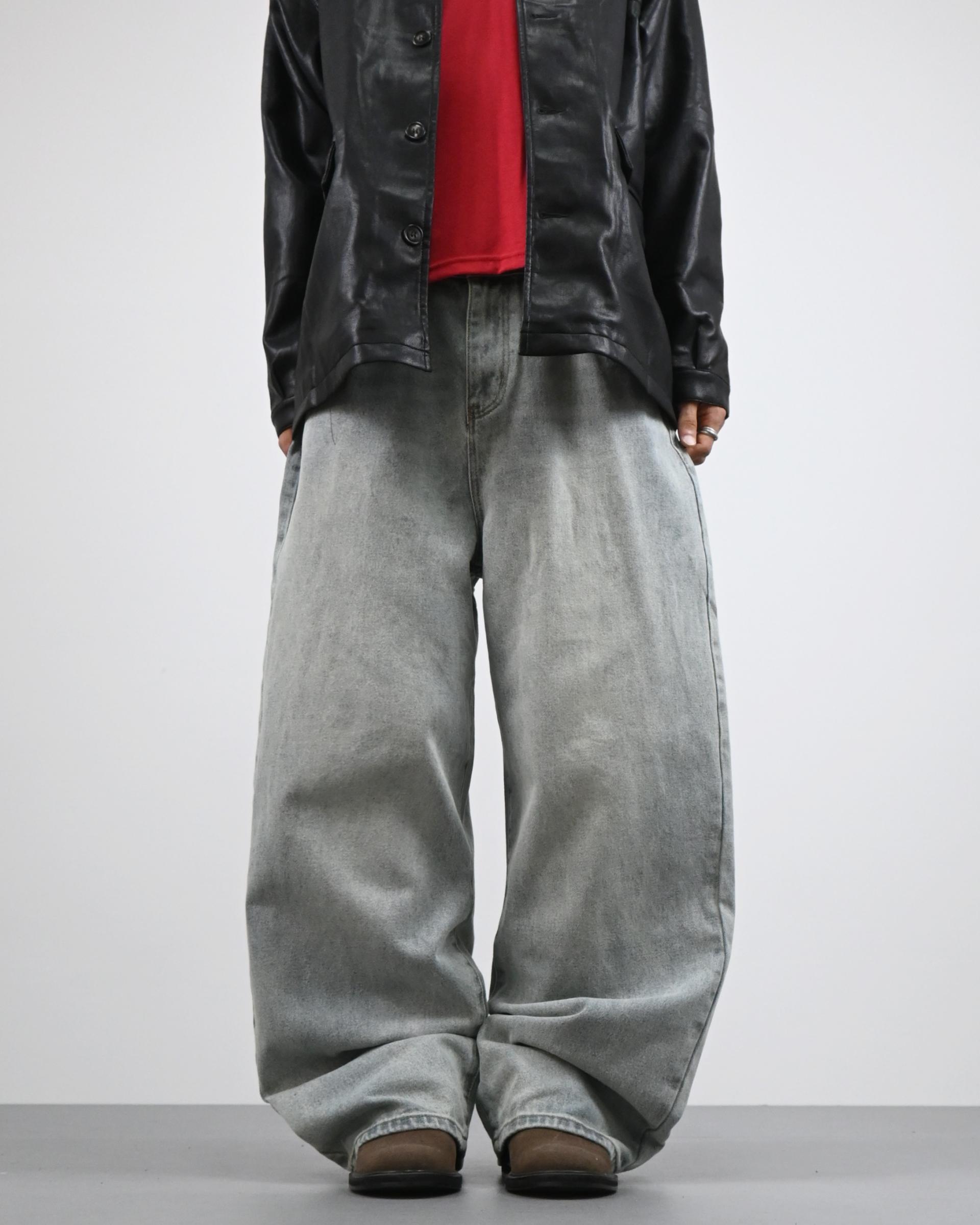 stone blur sand curved denim pants