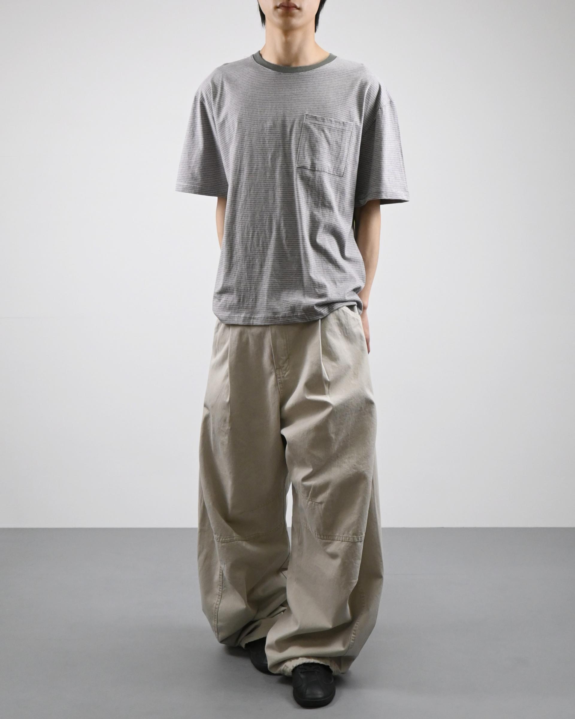 ringer stripe pocket half-t-shirt