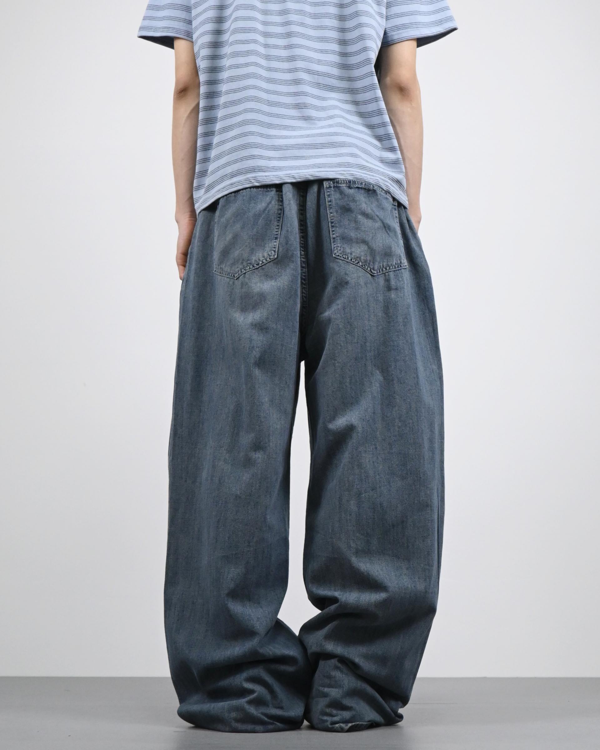 straight linen denim pants