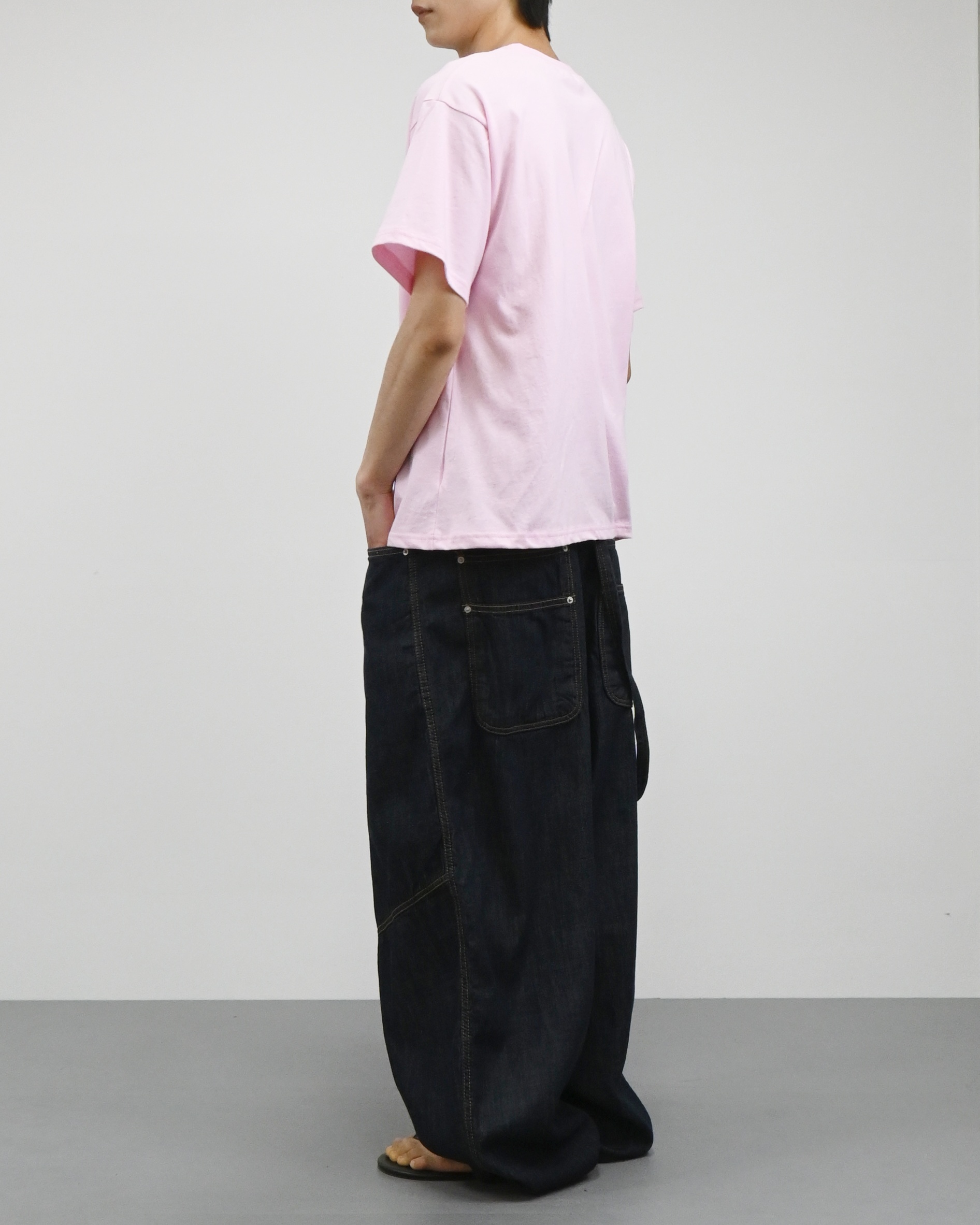 rope swelly curved denim pants