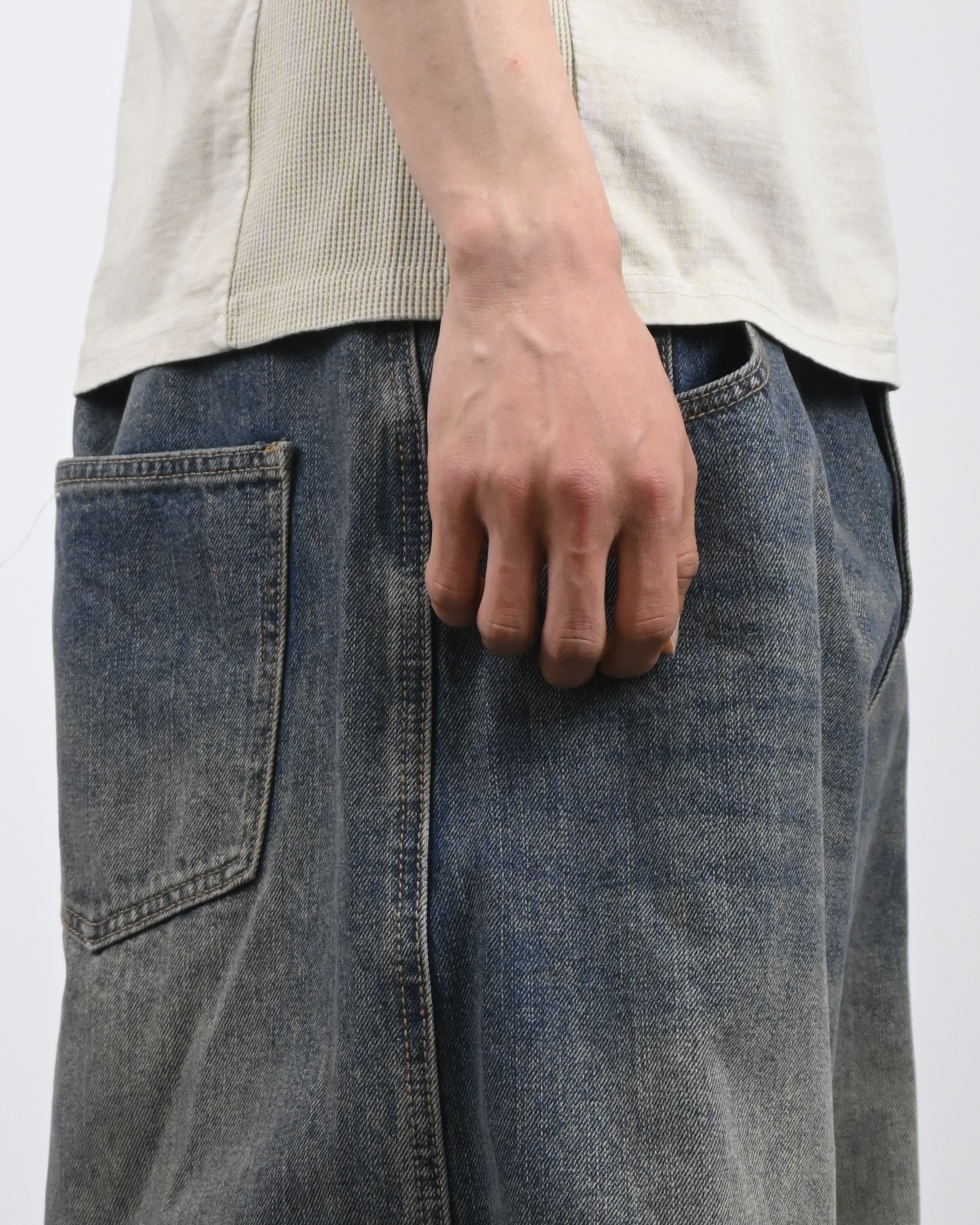 dart balloon denim pants (tin blue)