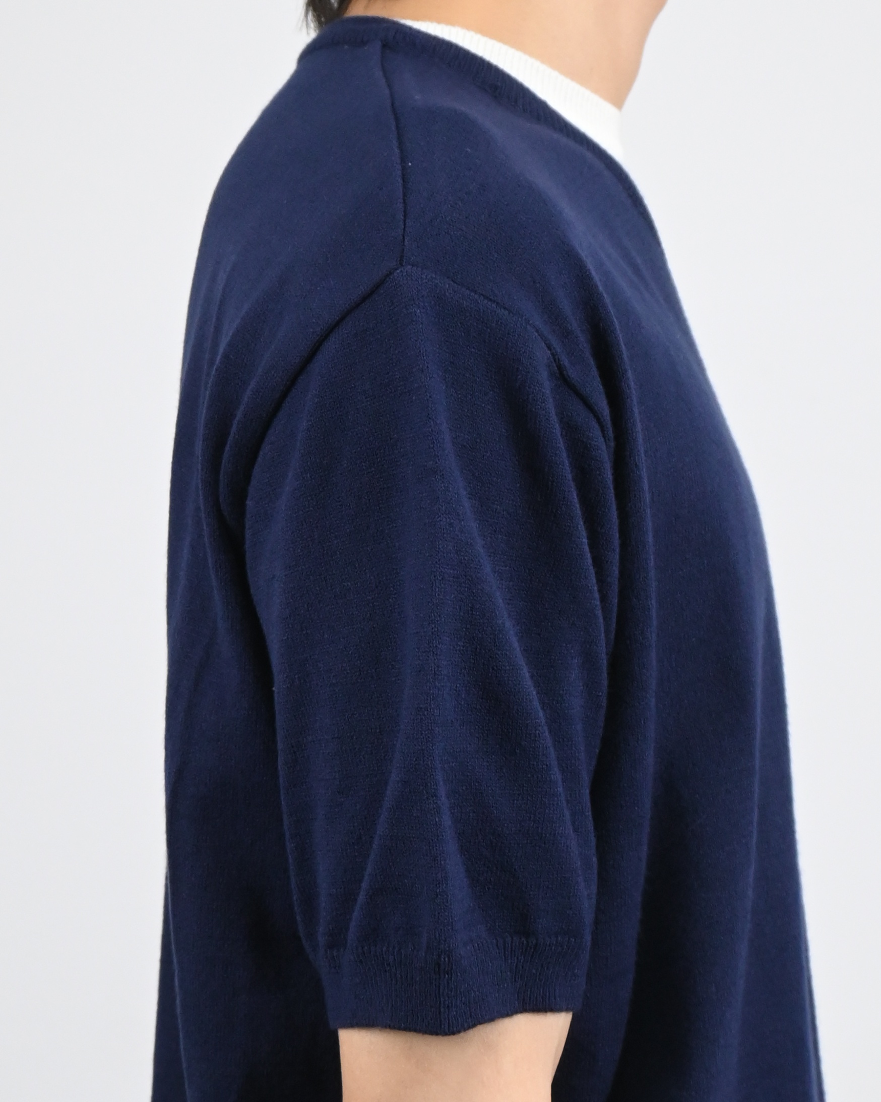 v-neck layered half knit