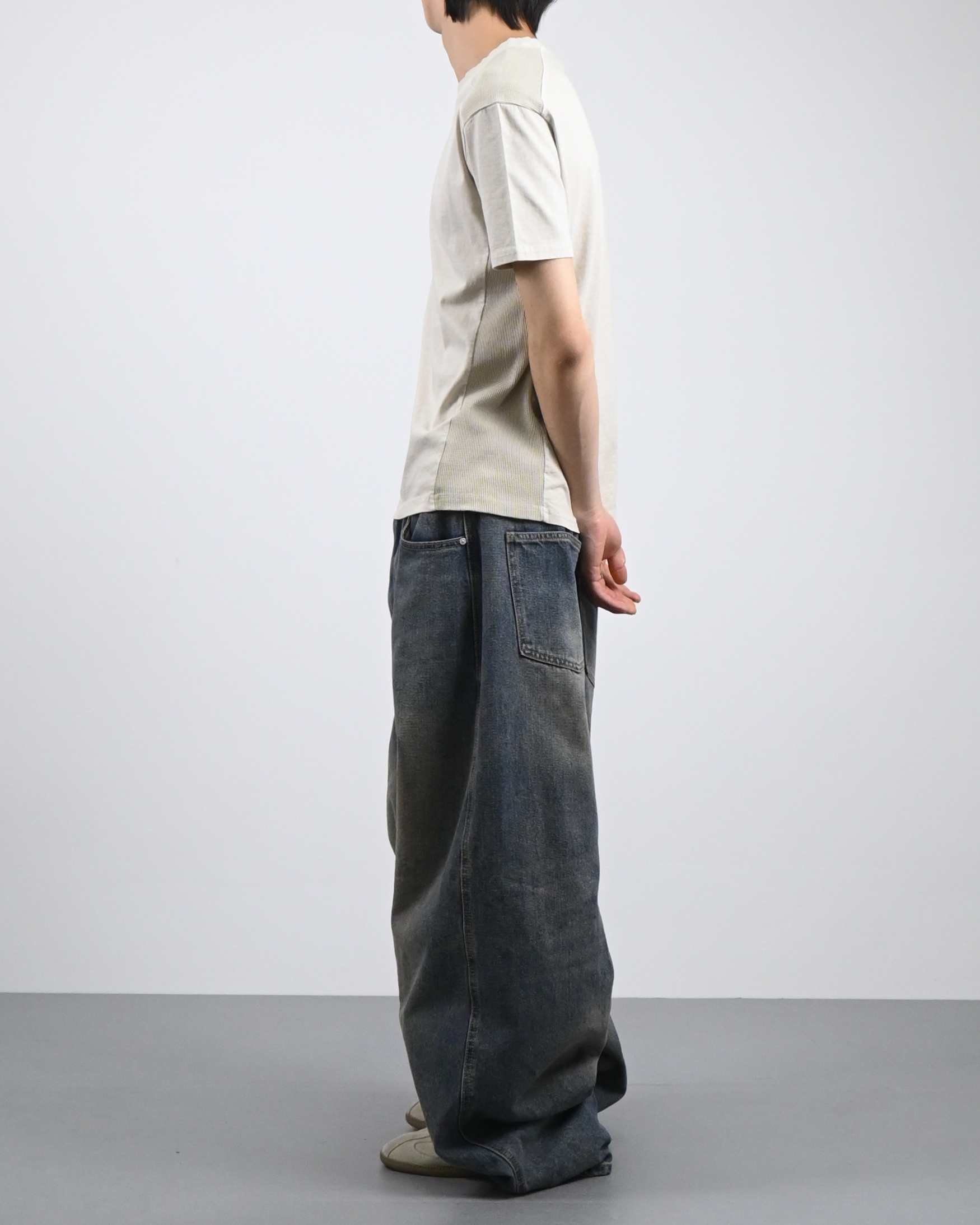 waffle panel pigment half t-shirt