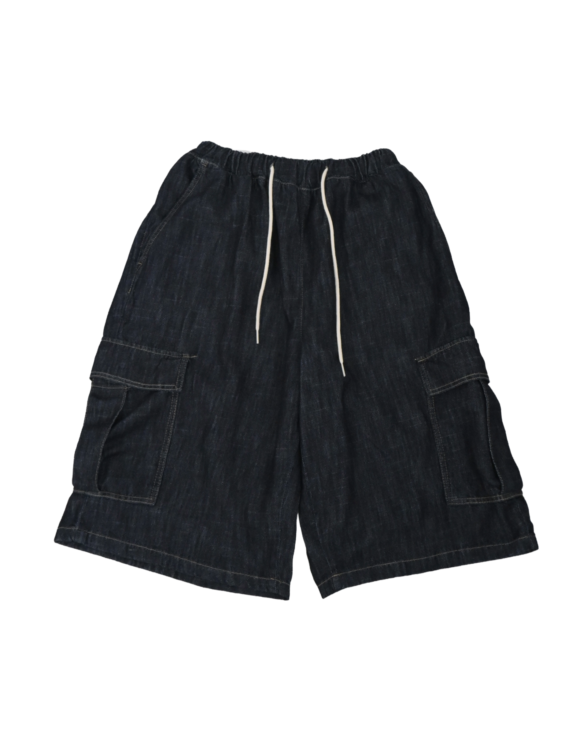 slub denim cargo bermuda pants