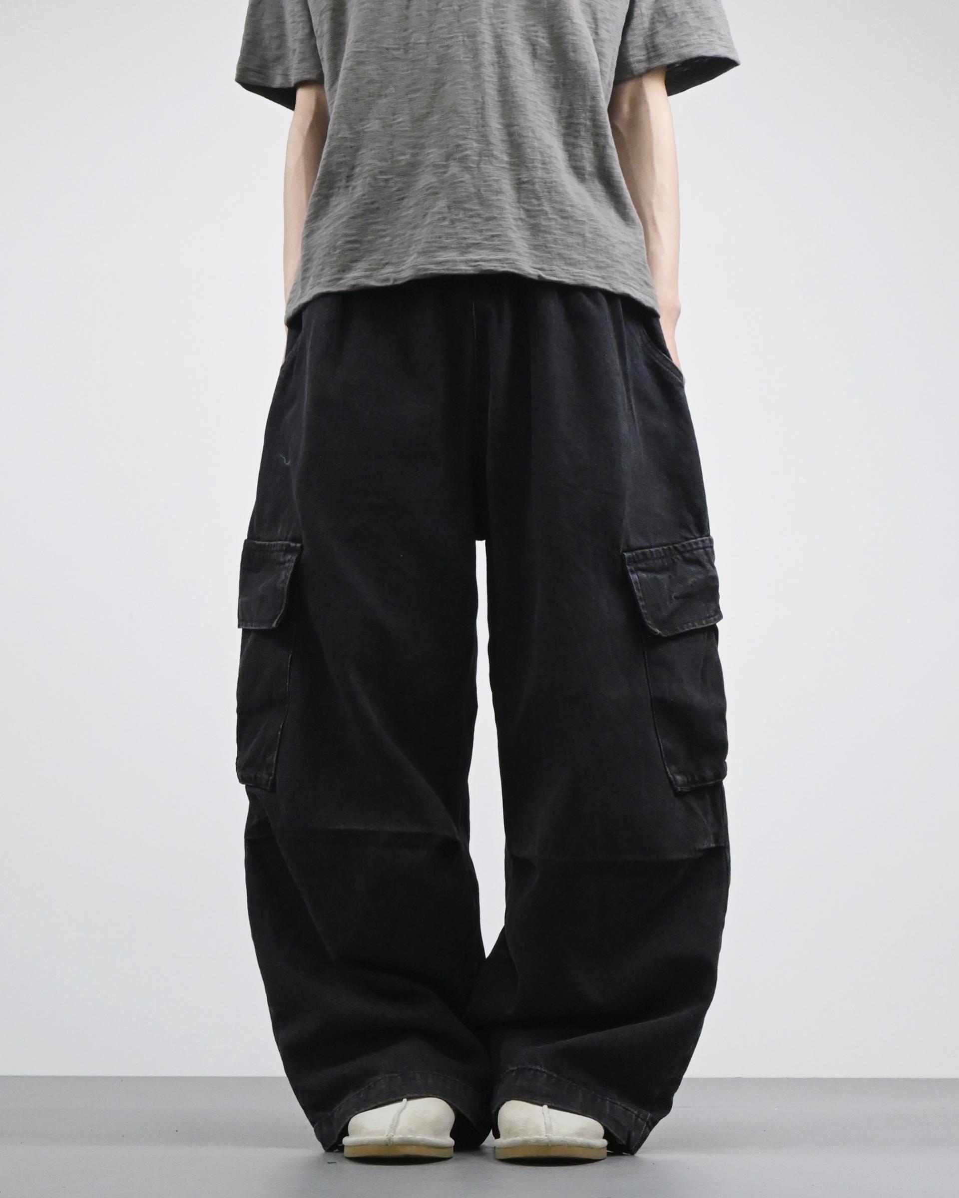 banding big cargo denim pants