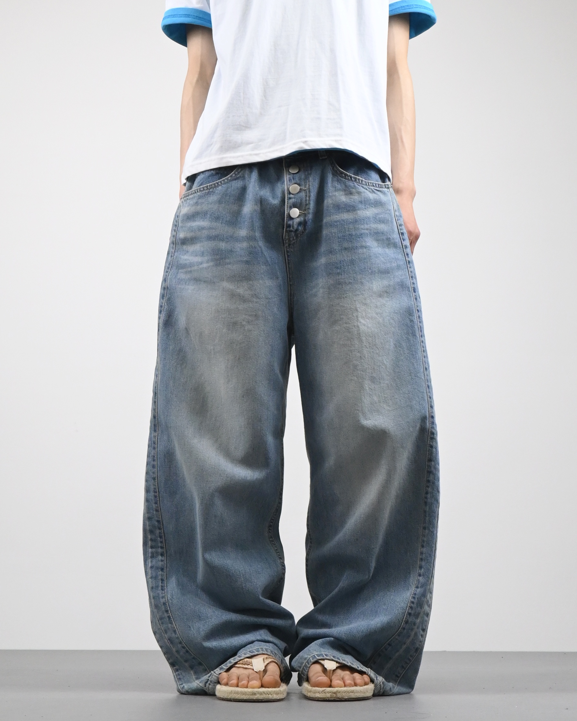 snap track denim pants