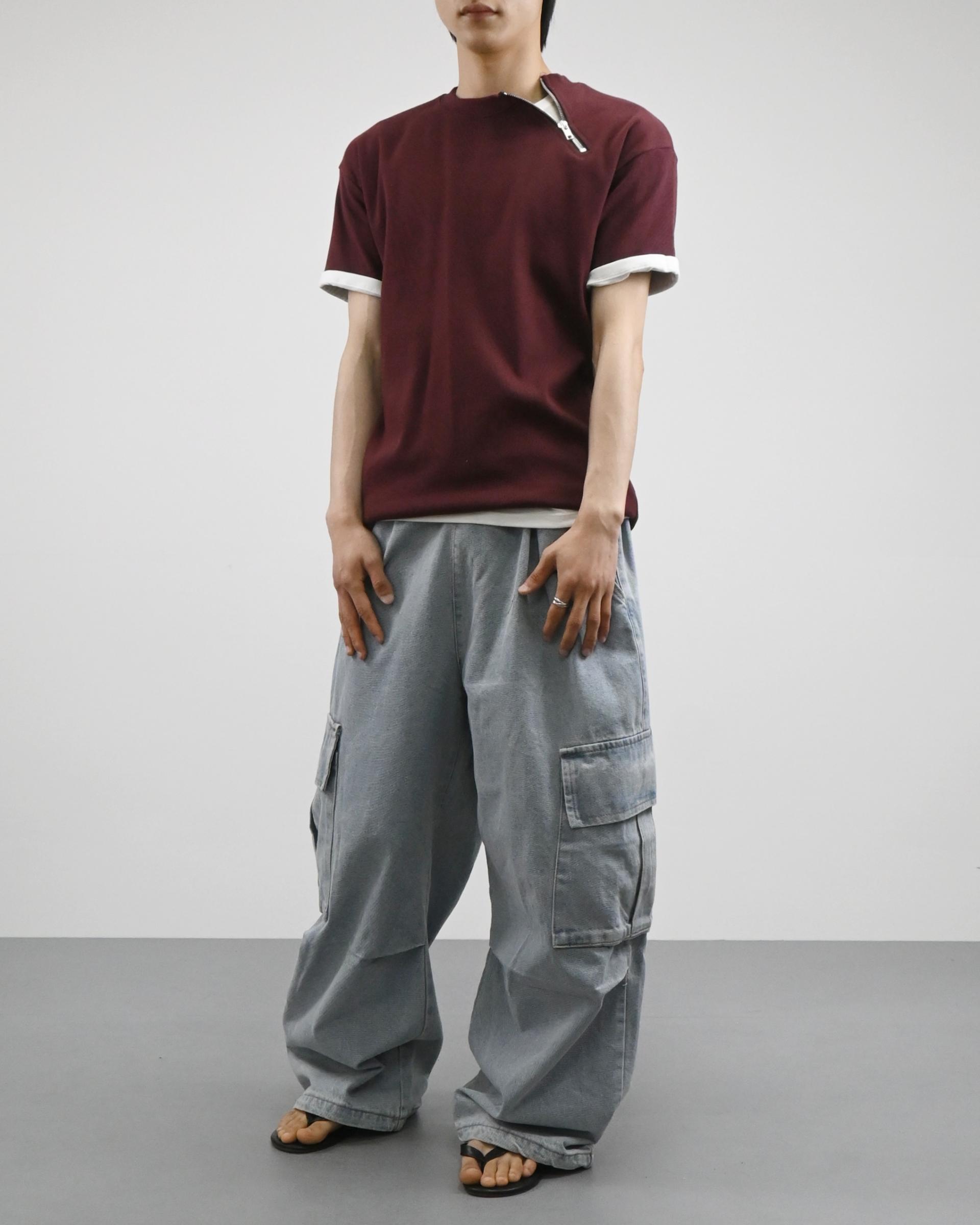 banding big cargo denim pants
