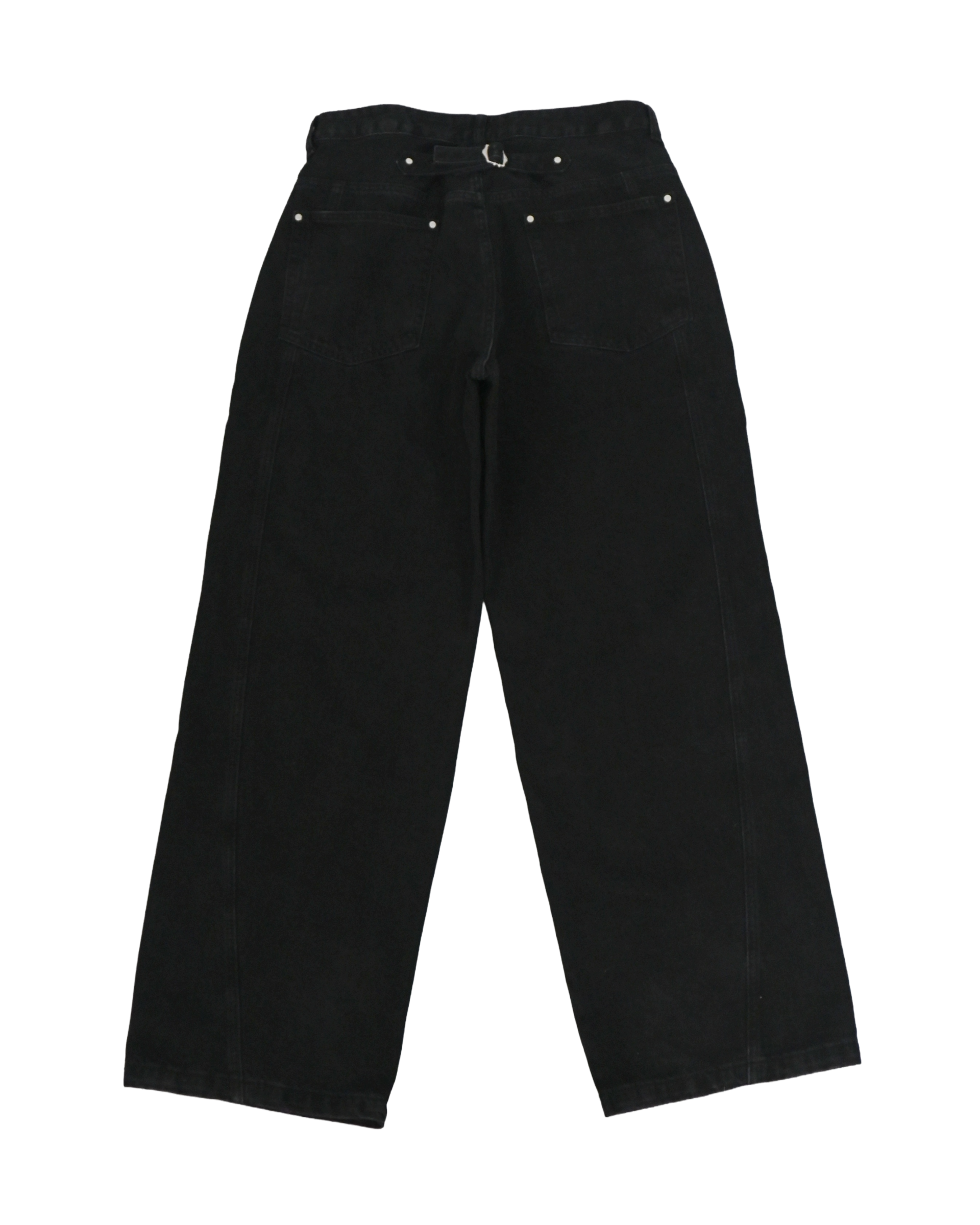 side line velcro black cotton pants