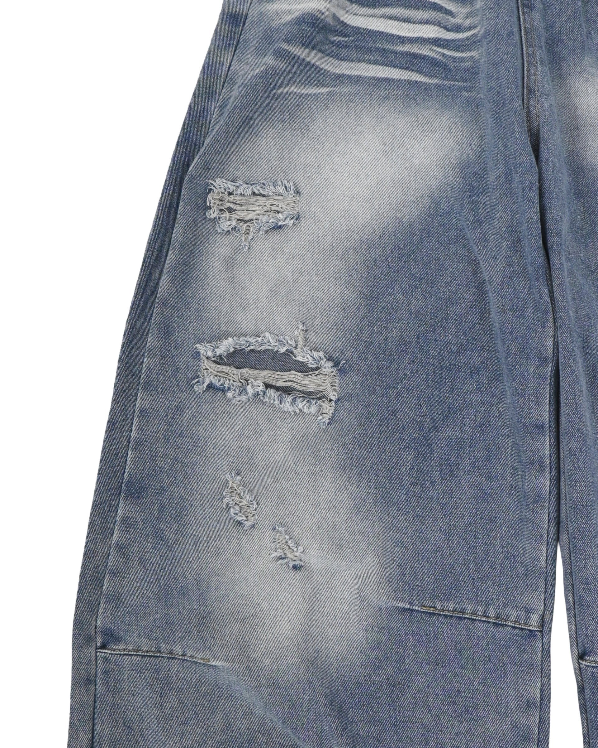 cat washing damage denim pants