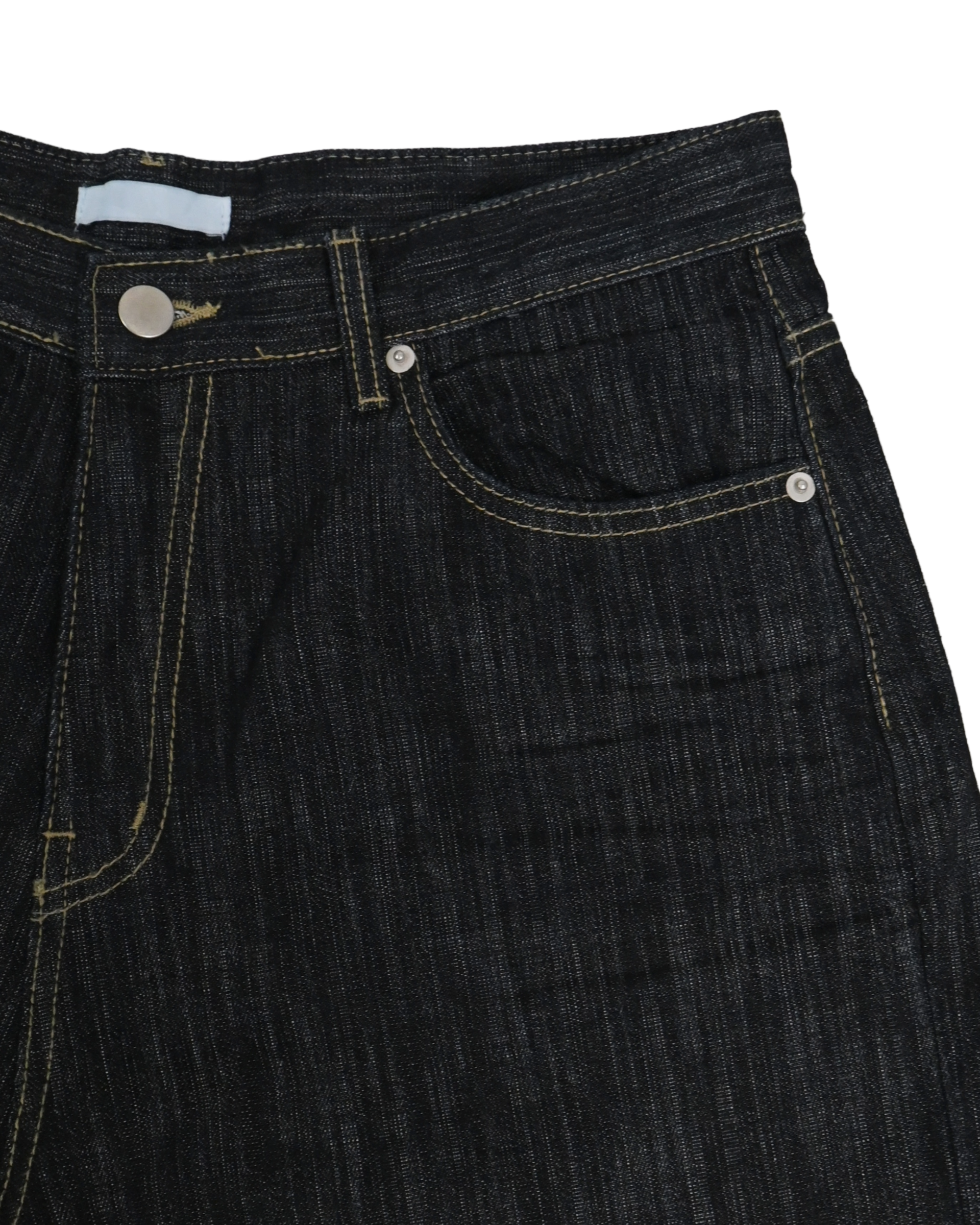 raw embossed bermuda denim pants