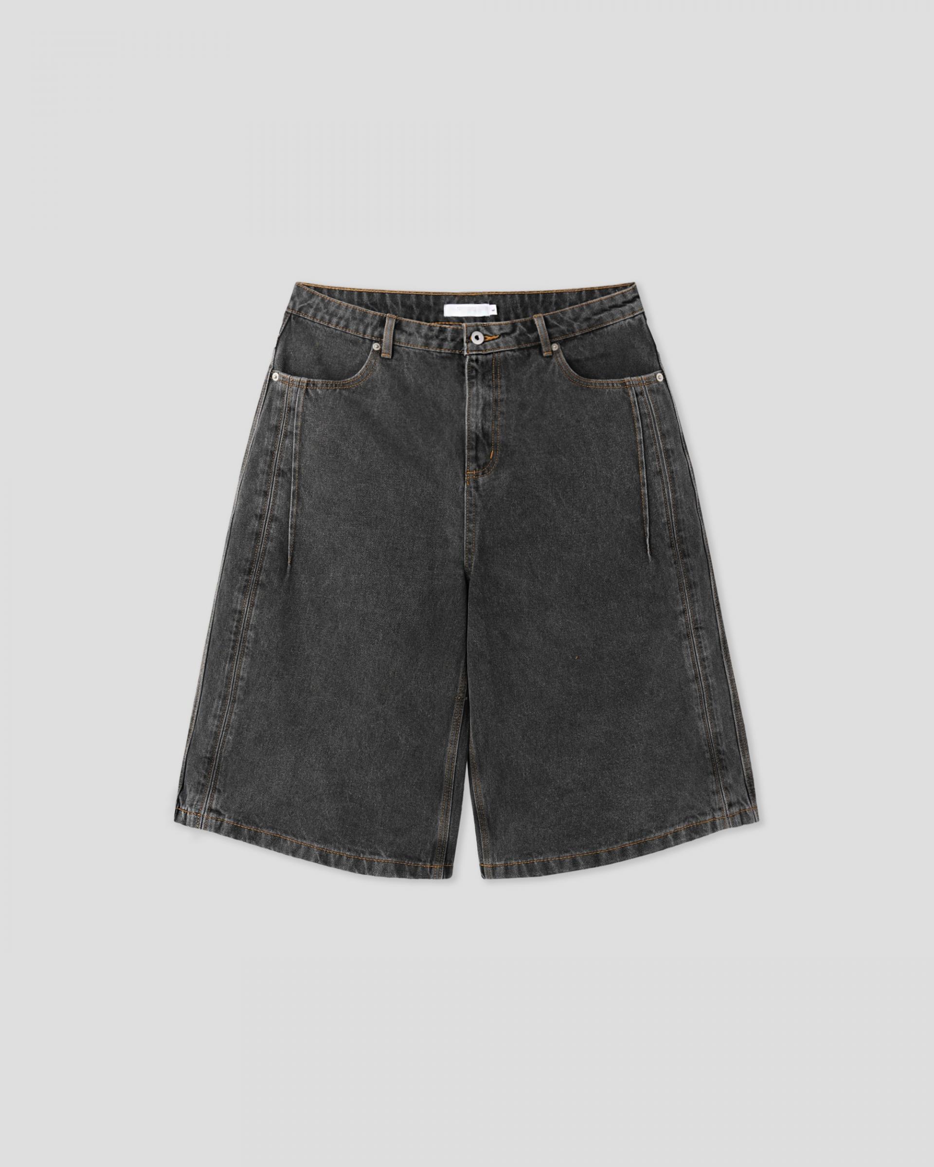 charcoal side line bermuda denim pants