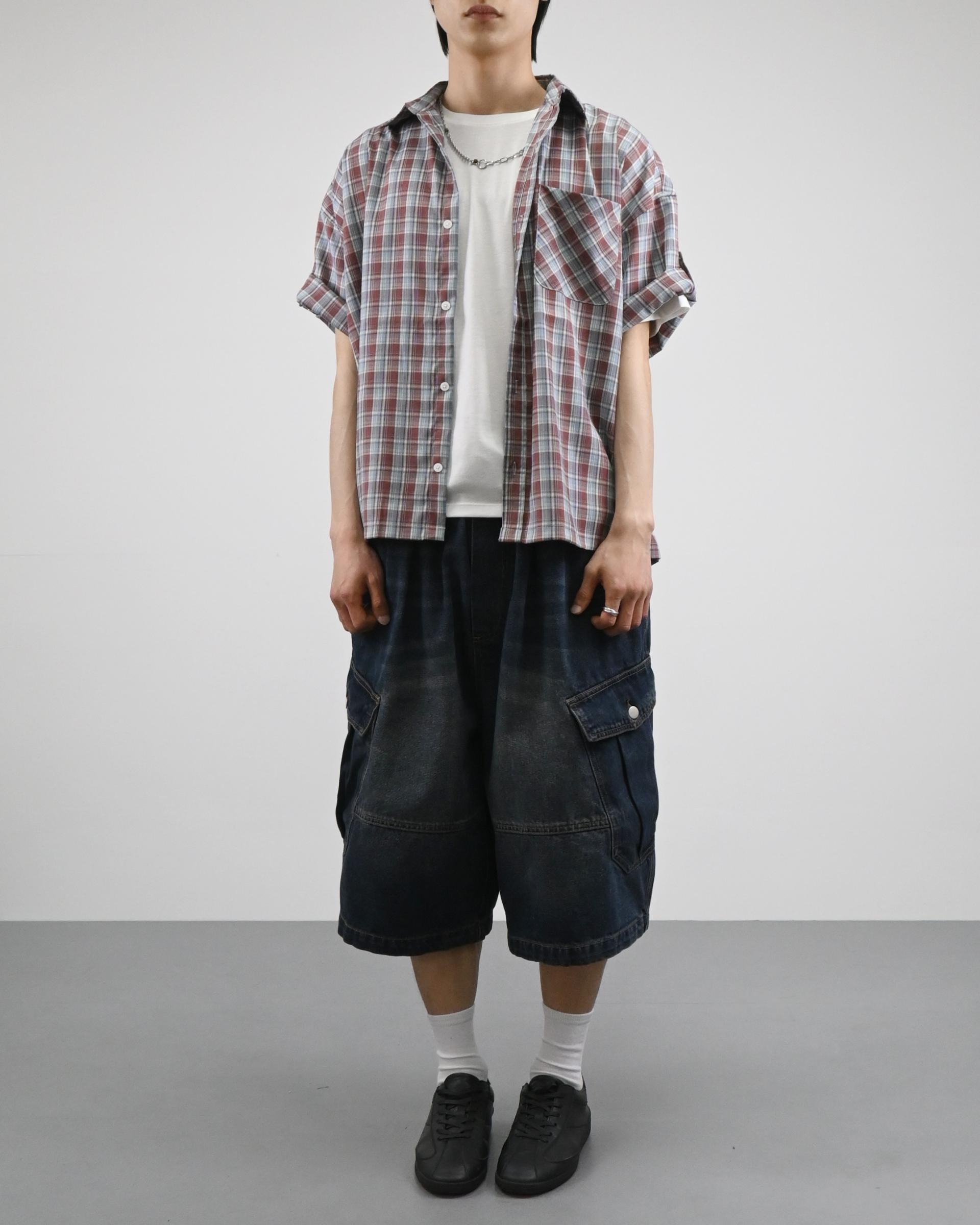rabin checkered roll-up shirt