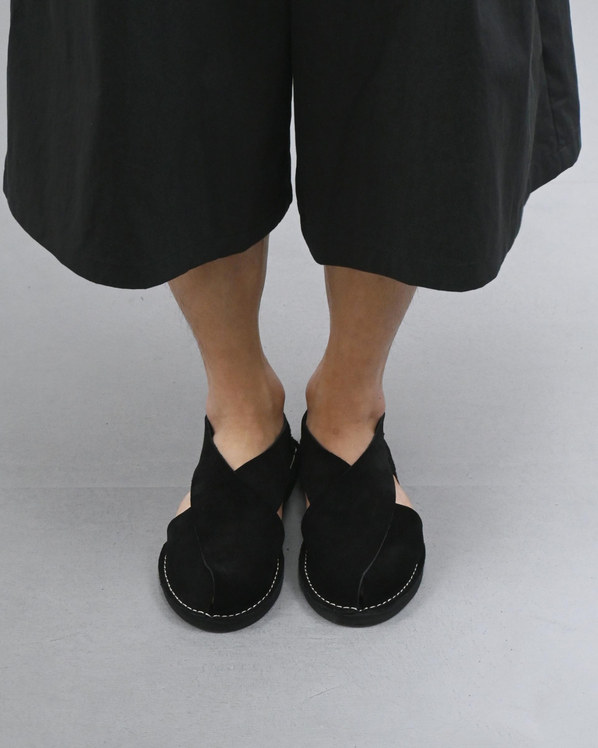 suede cross wrap sandals