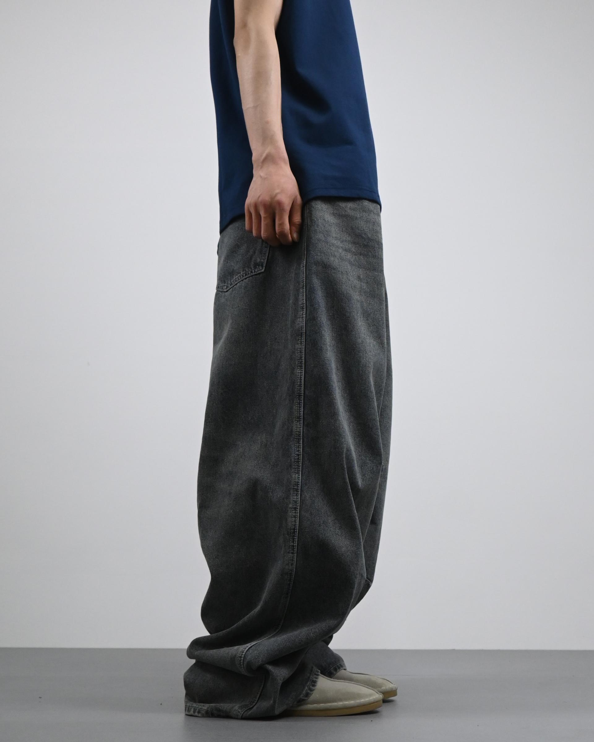 dart balloon denim pants (dark blue)
