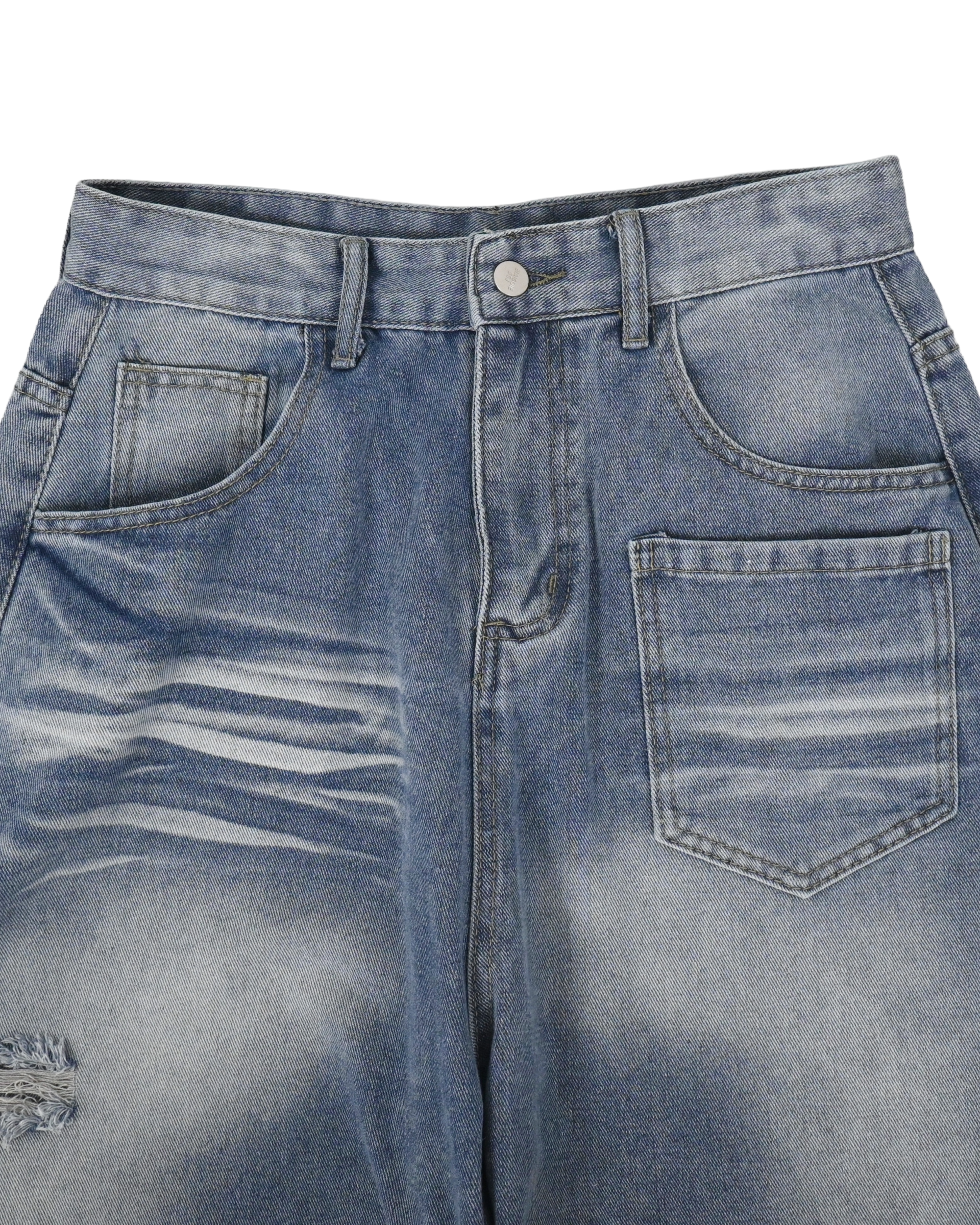 cat washing damage denim pants