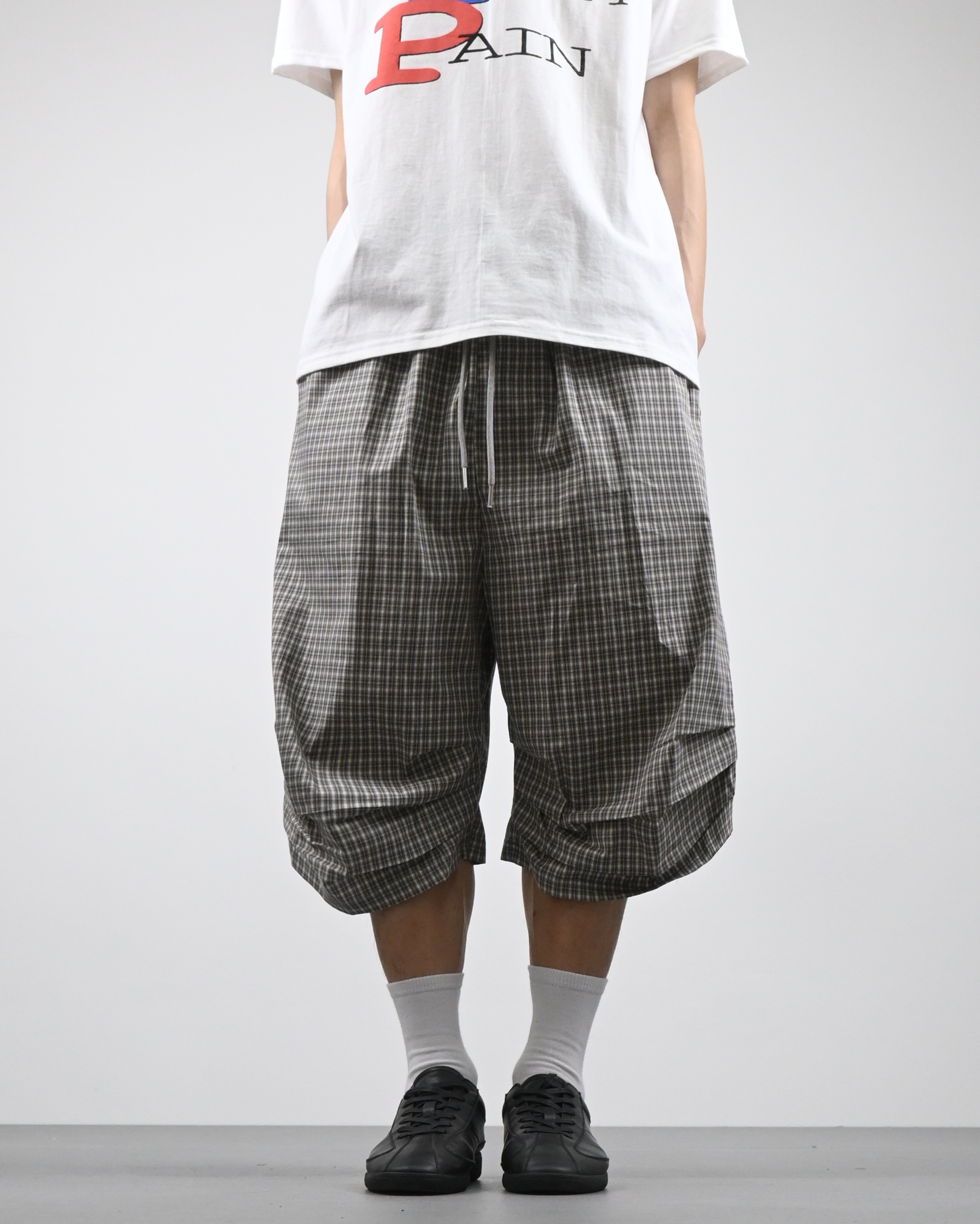 checkered bermuda cotton pants