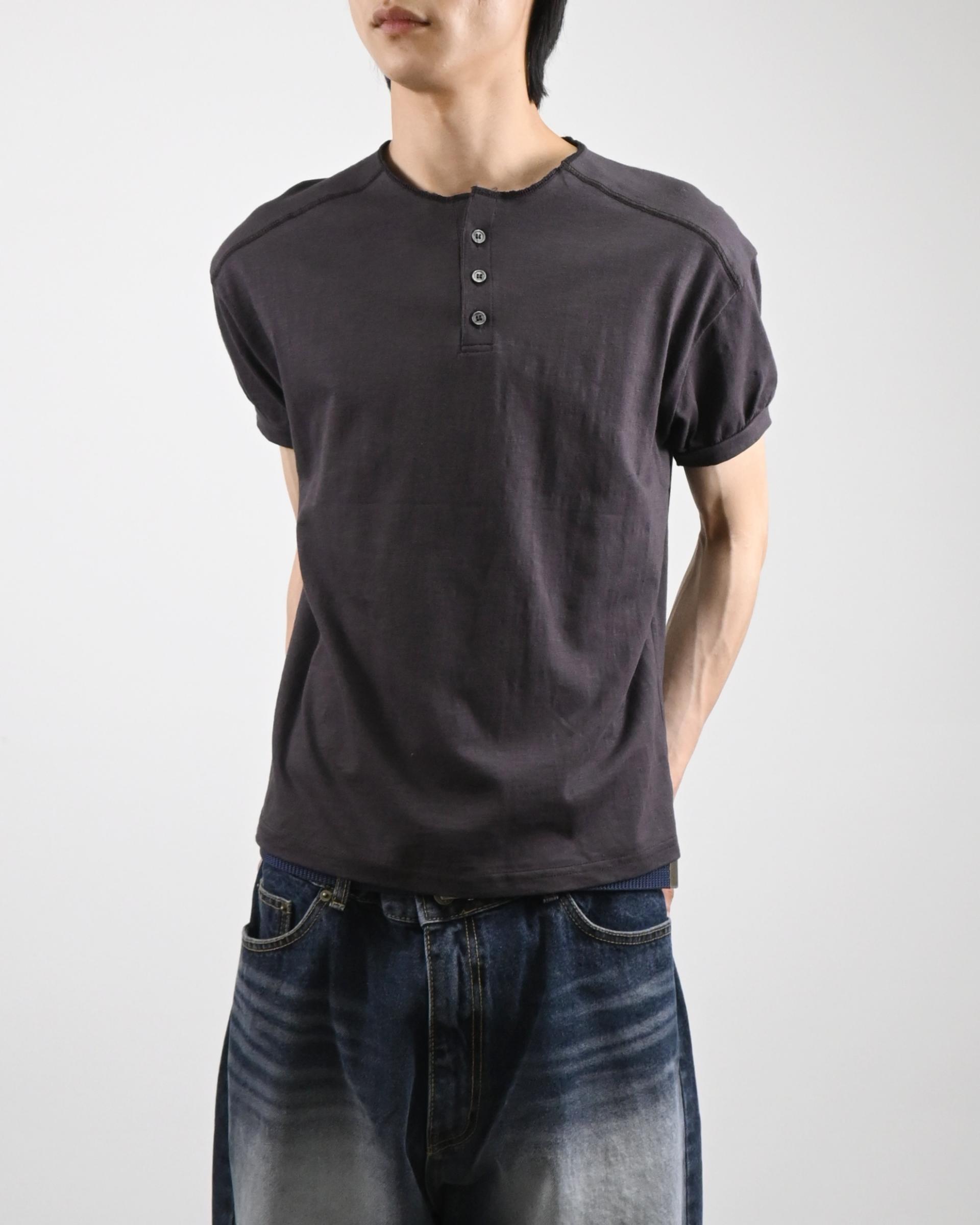 stitch henley neck half t-shirt