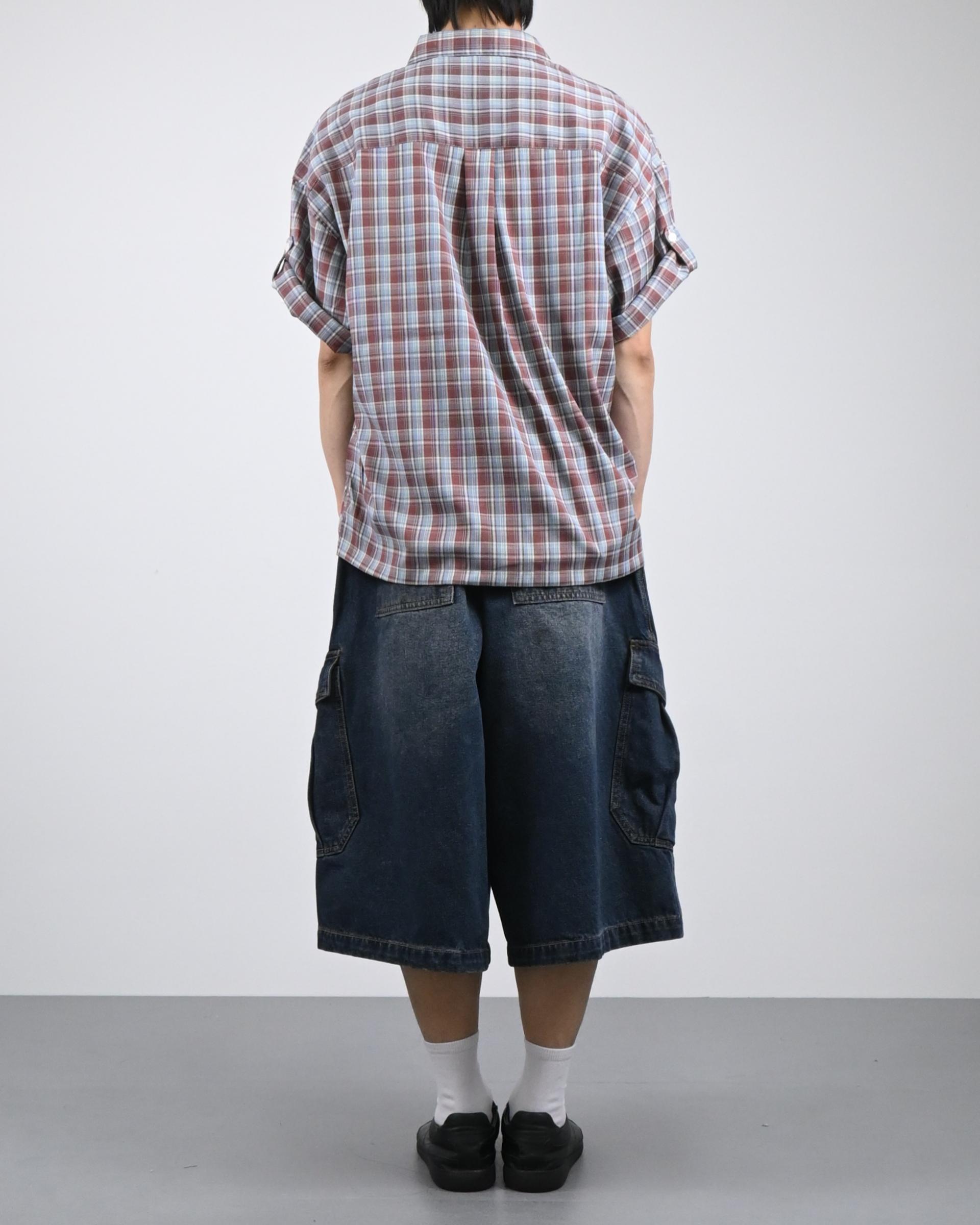 rabin checkered roll-up shirt