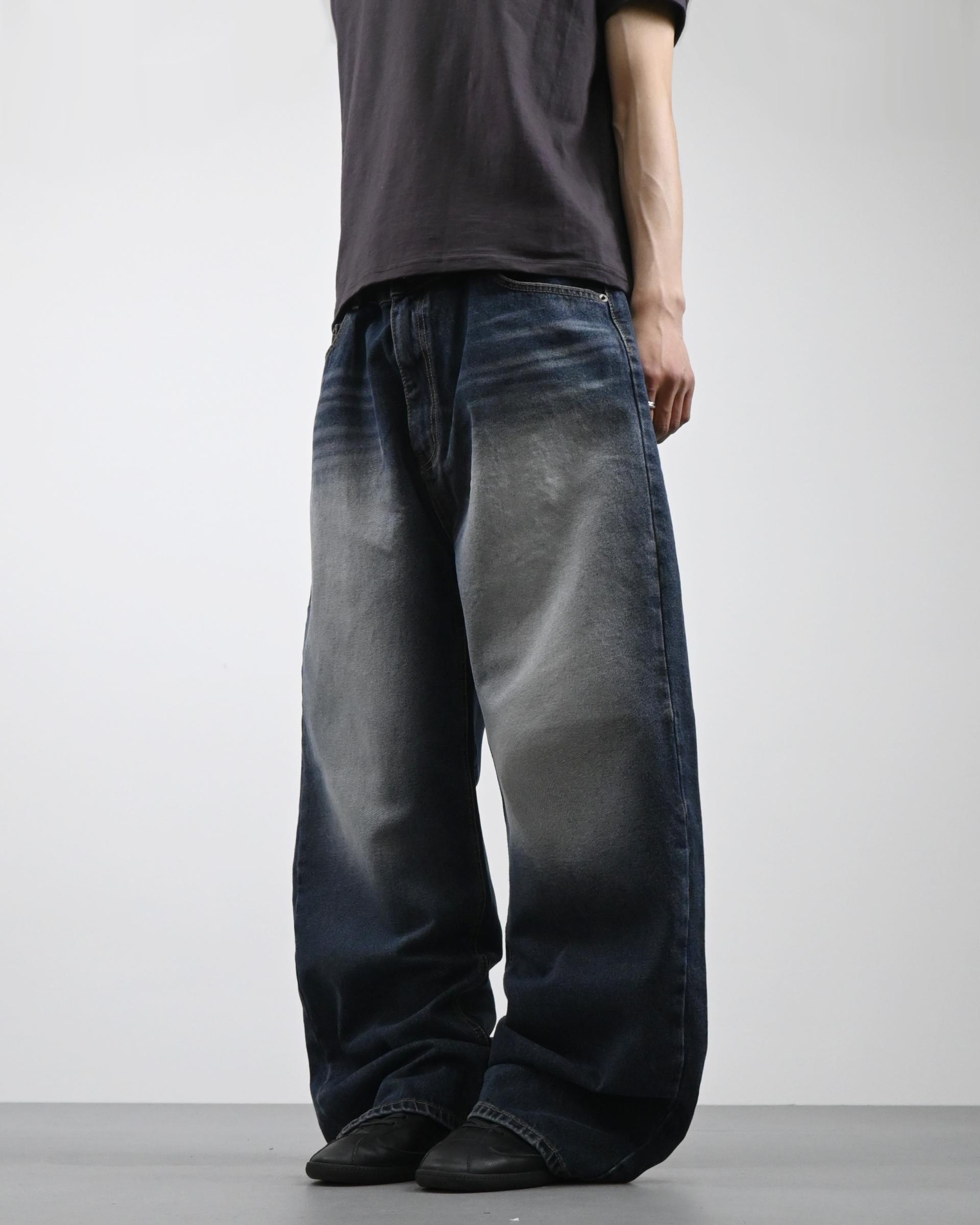 white washed deep blue denim pants