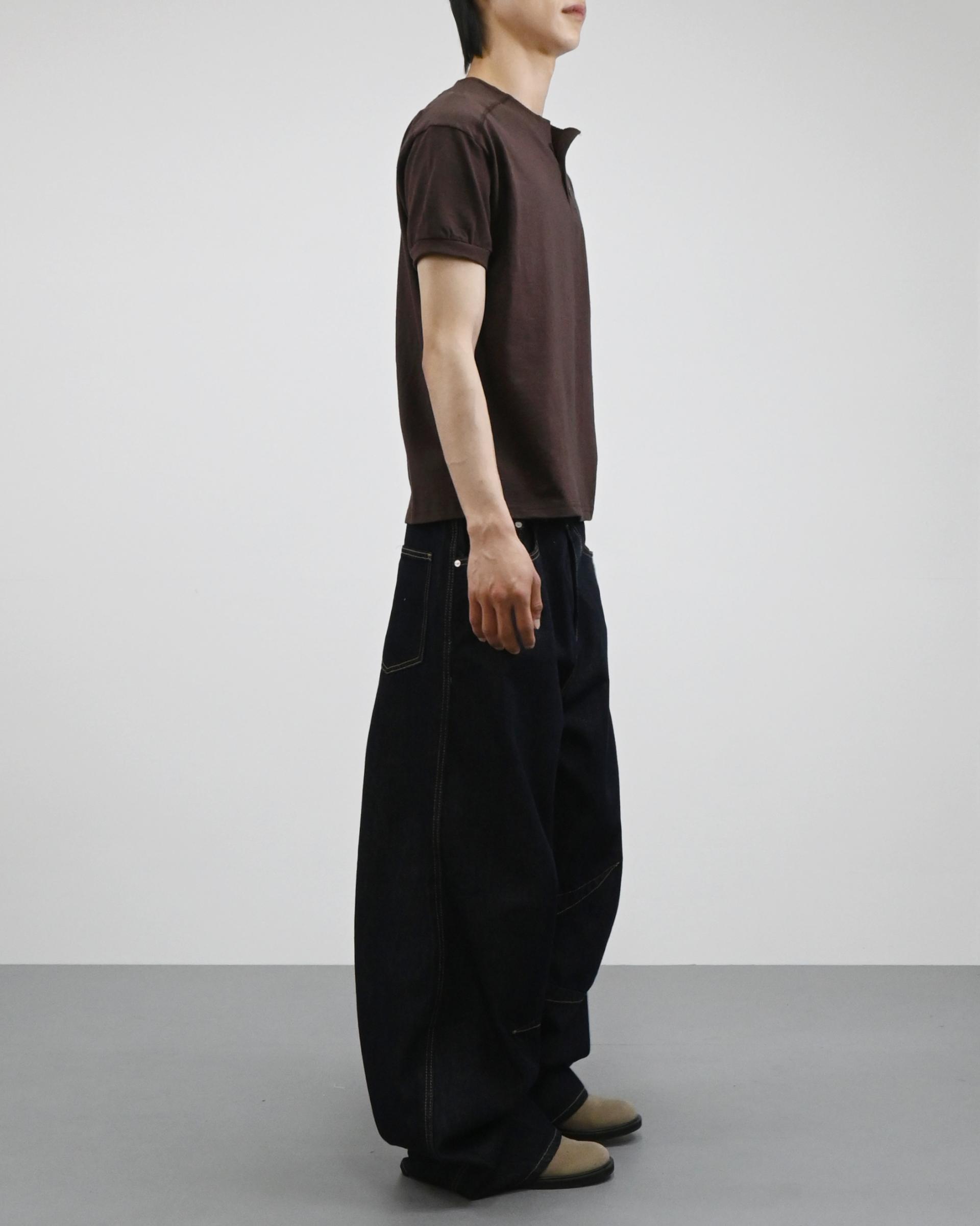 stitch henley neck half t-shirt