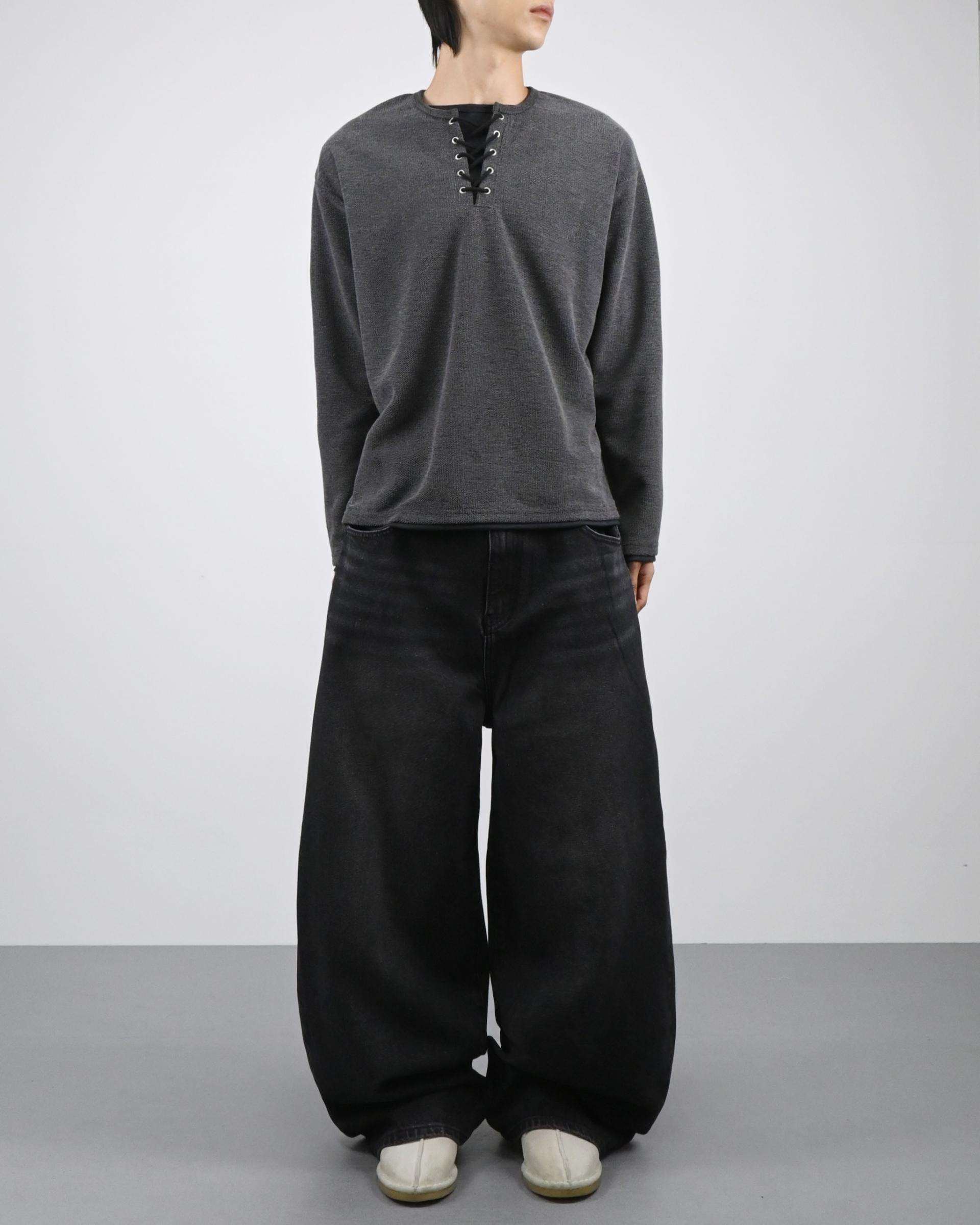 banding balloon denim pants