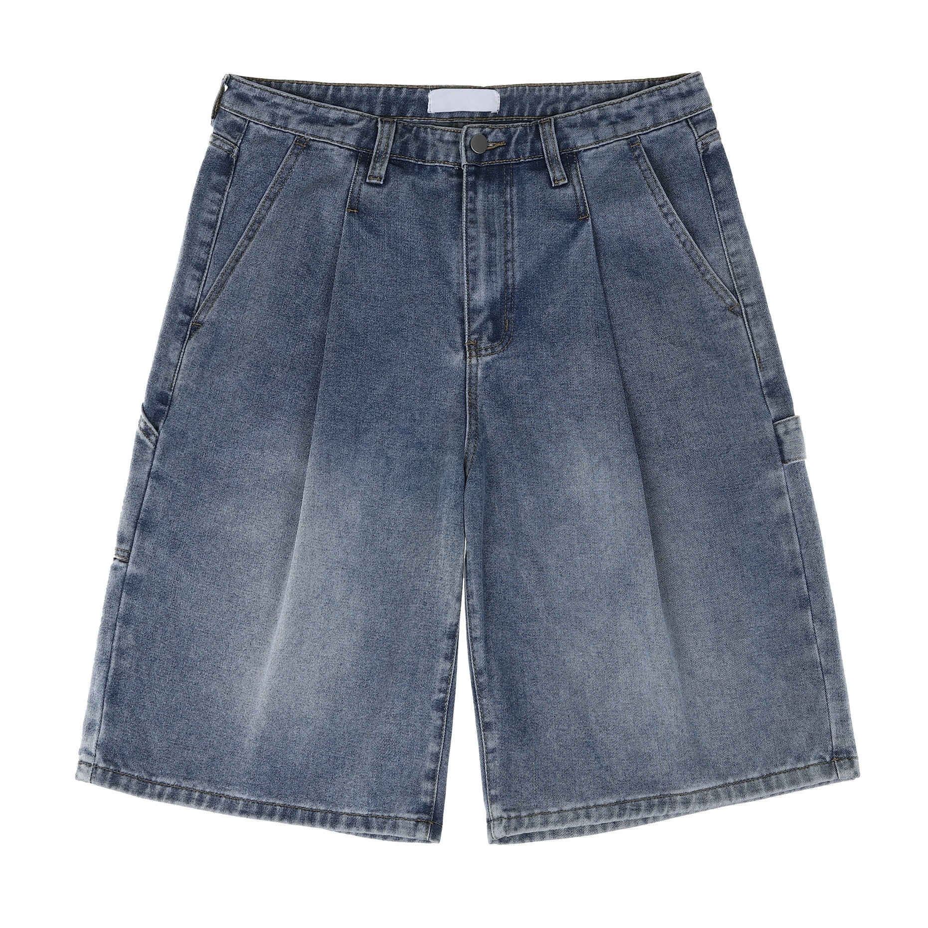 one tuck carpenter bermuda denim pants