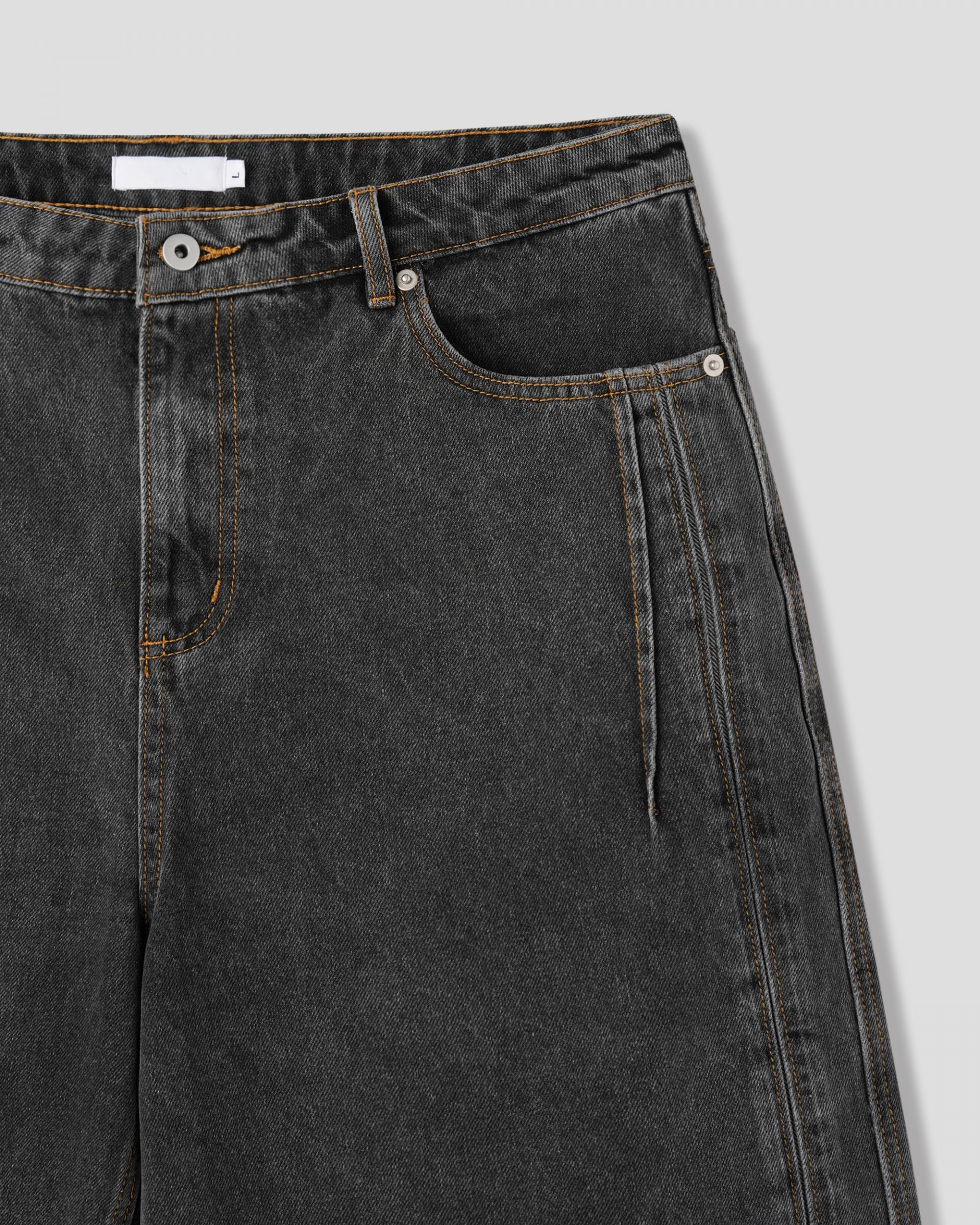 charcoal side line bermuda denim pants