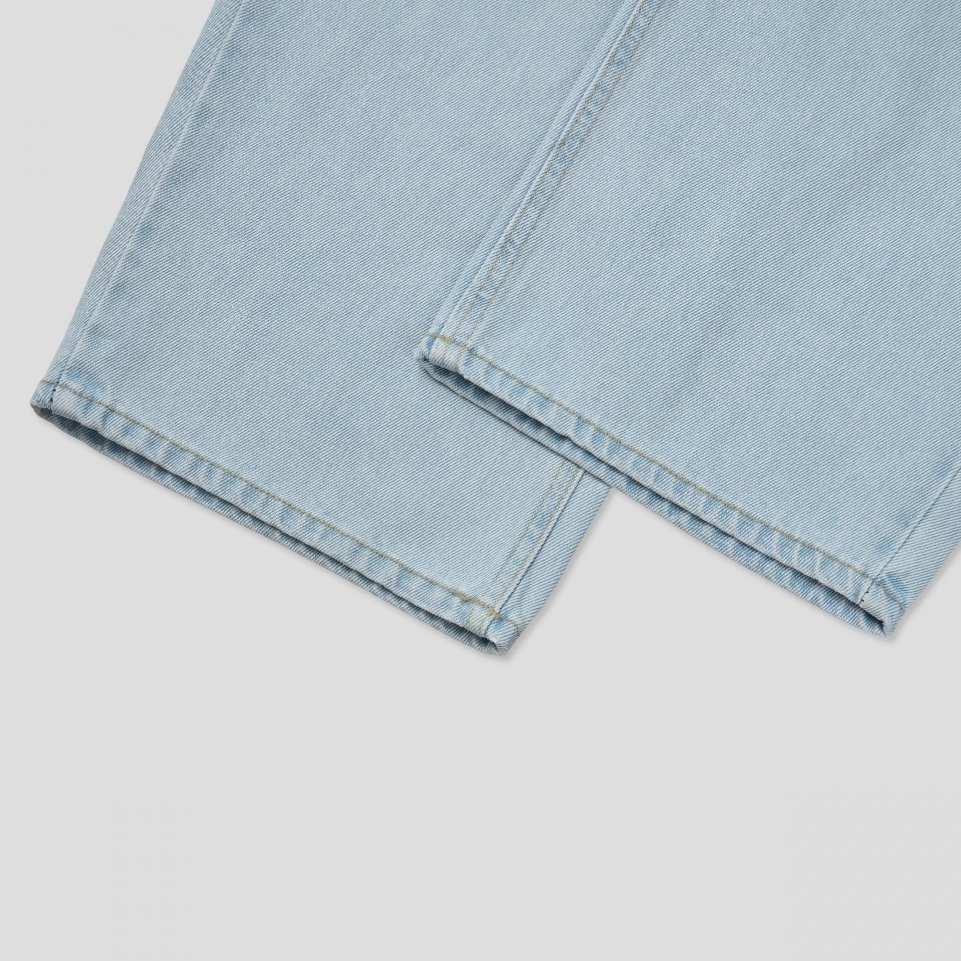 cream blue curved denim pants