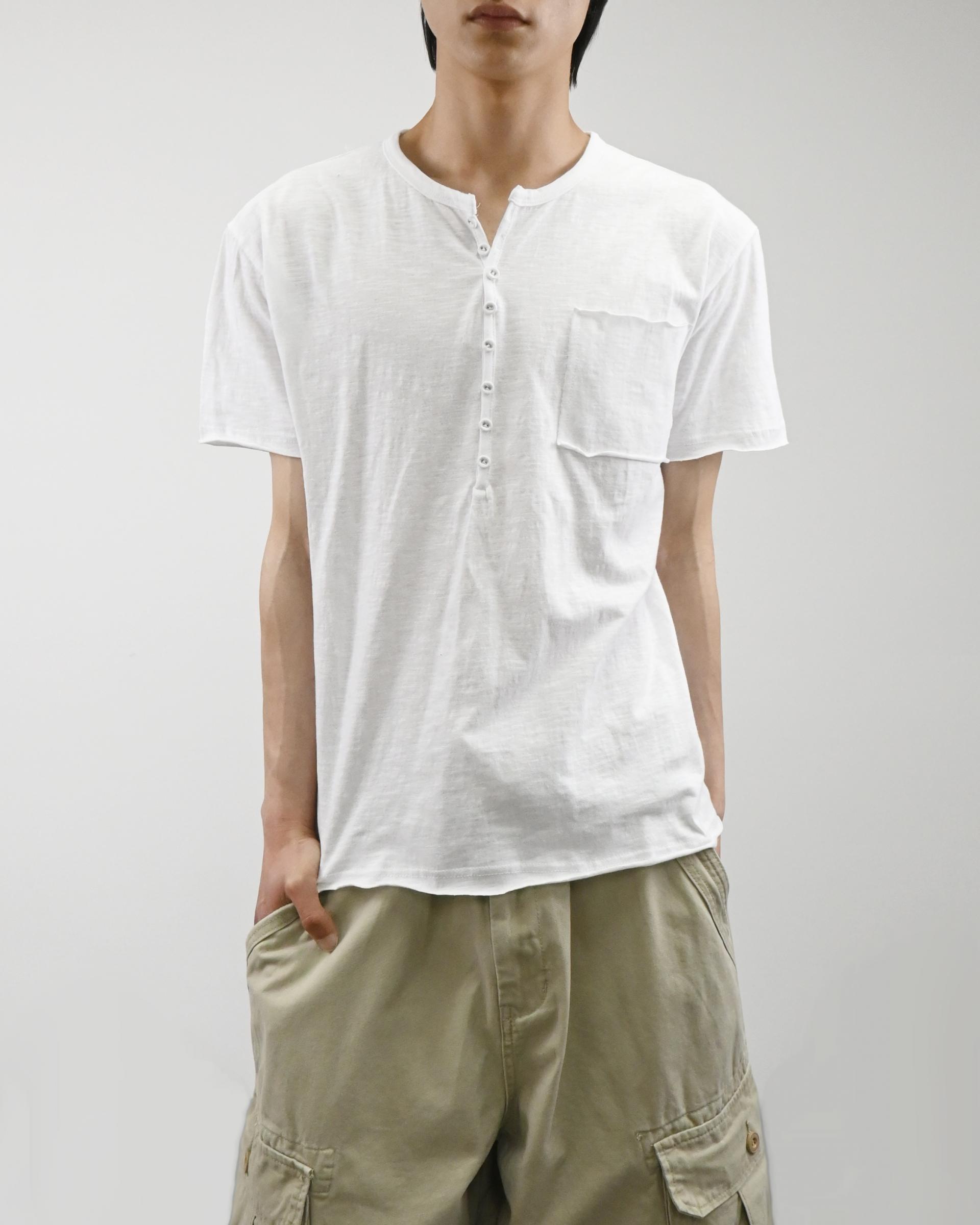 slub henley neck half t-shirt