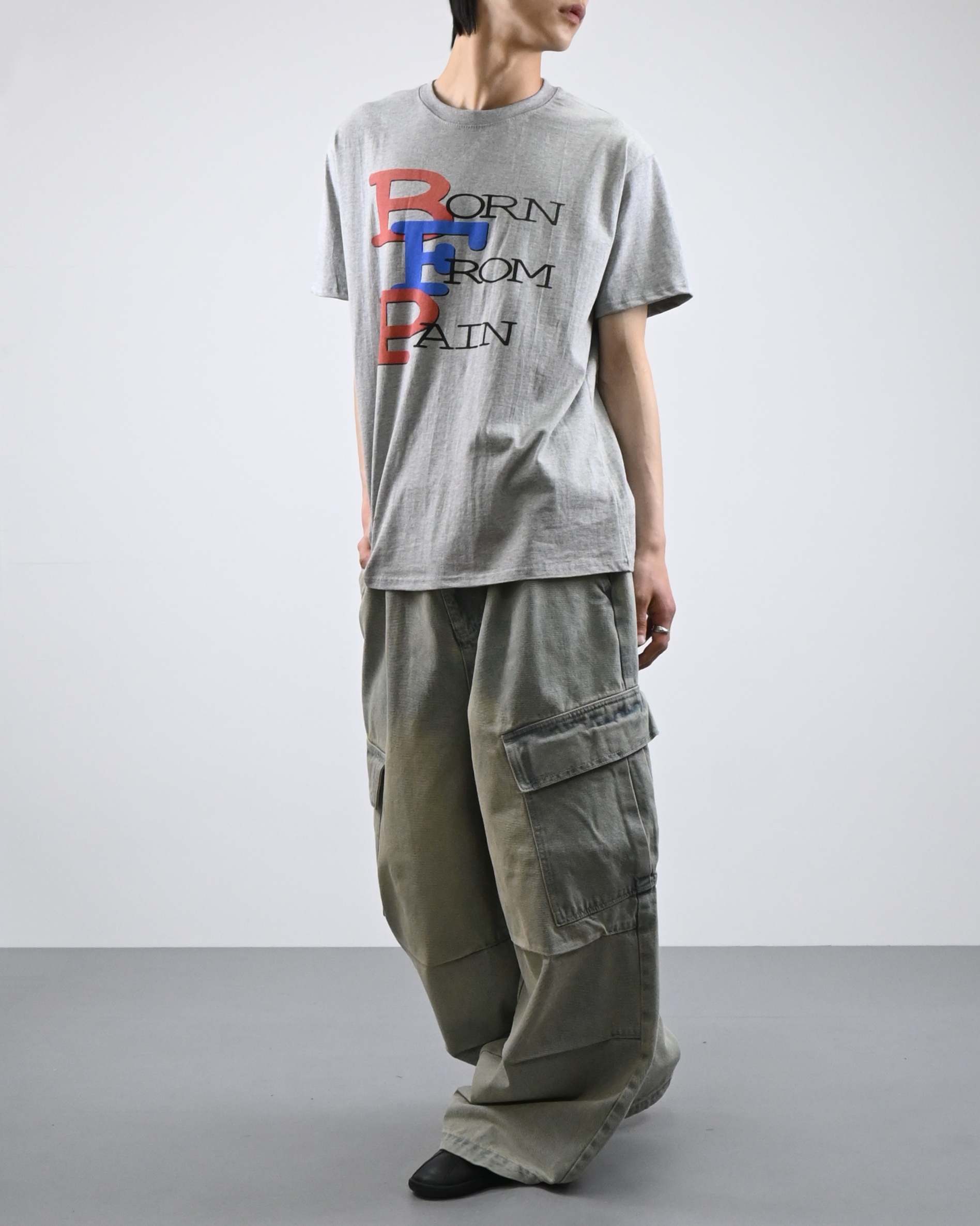 gray parachute denim cargo pants