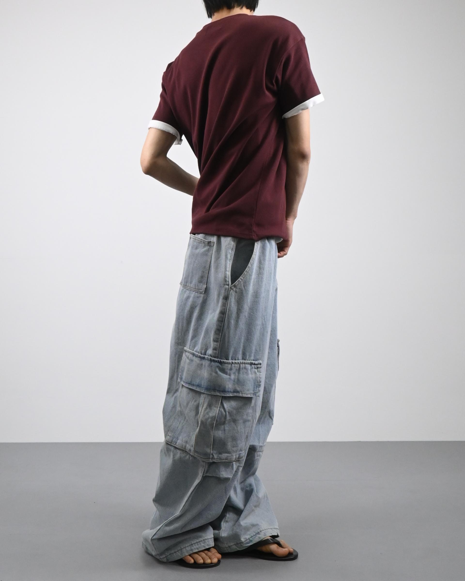 banding big cargo denim pants