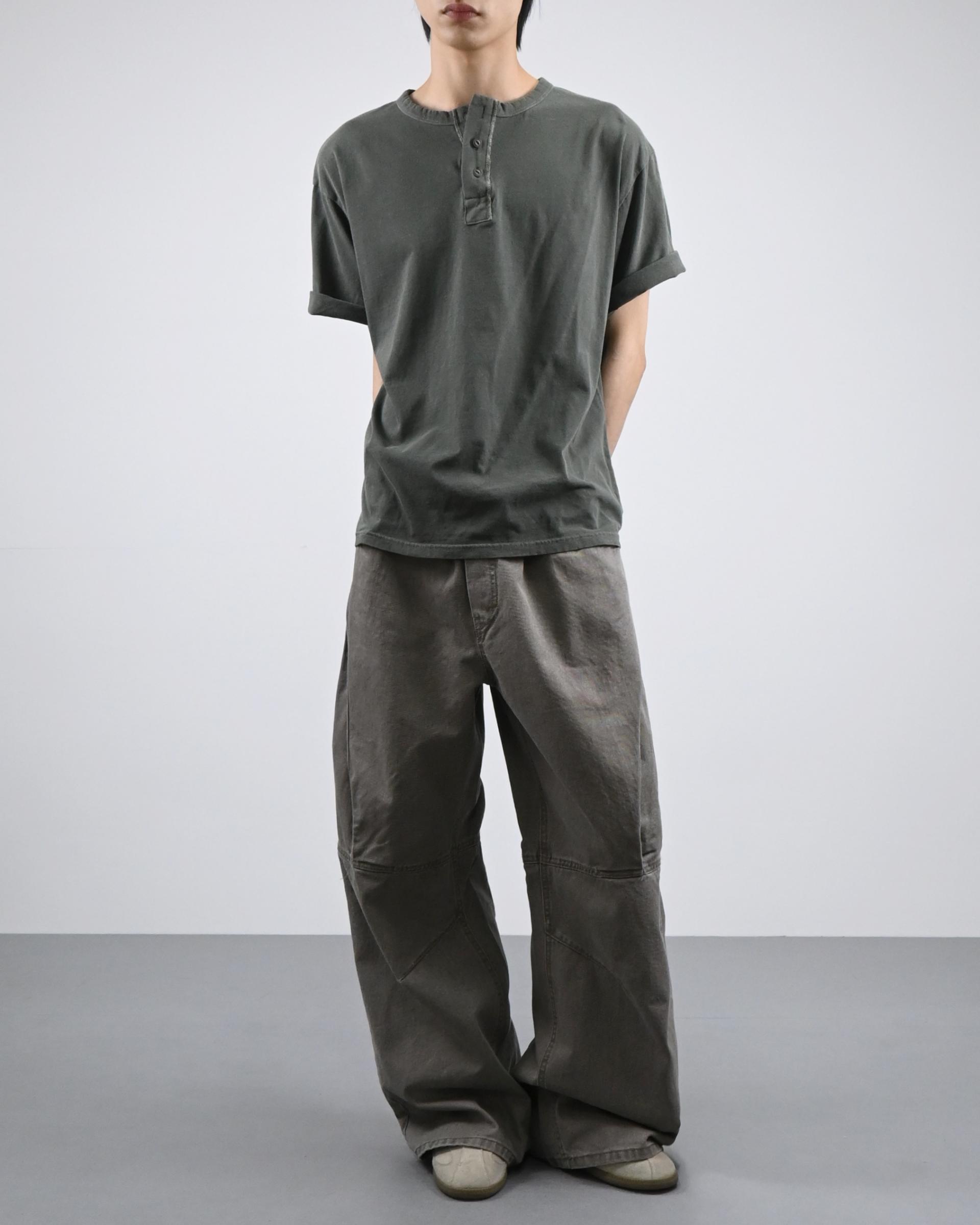 dying henley neck half t-shirt