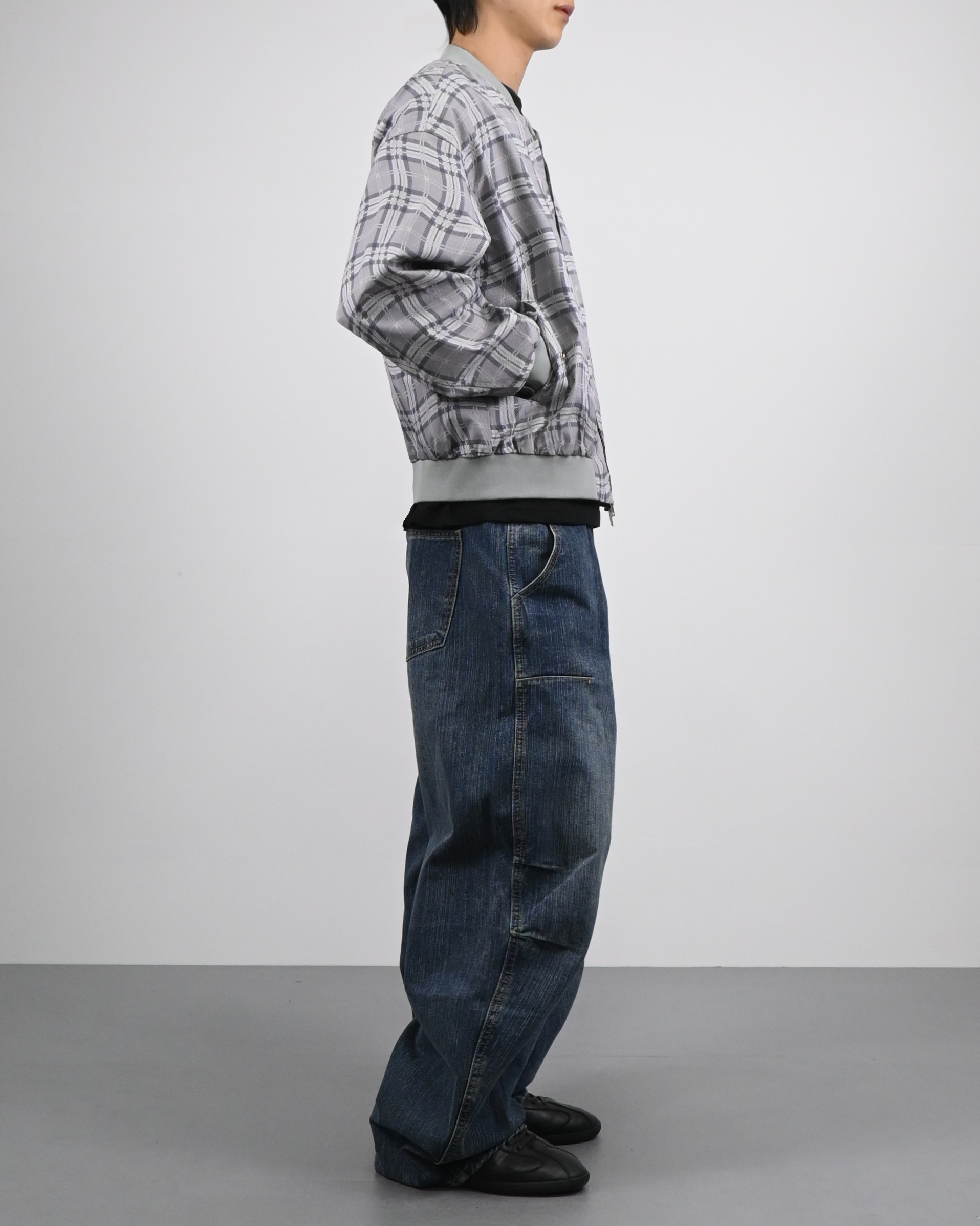 wavy check bomber jacket