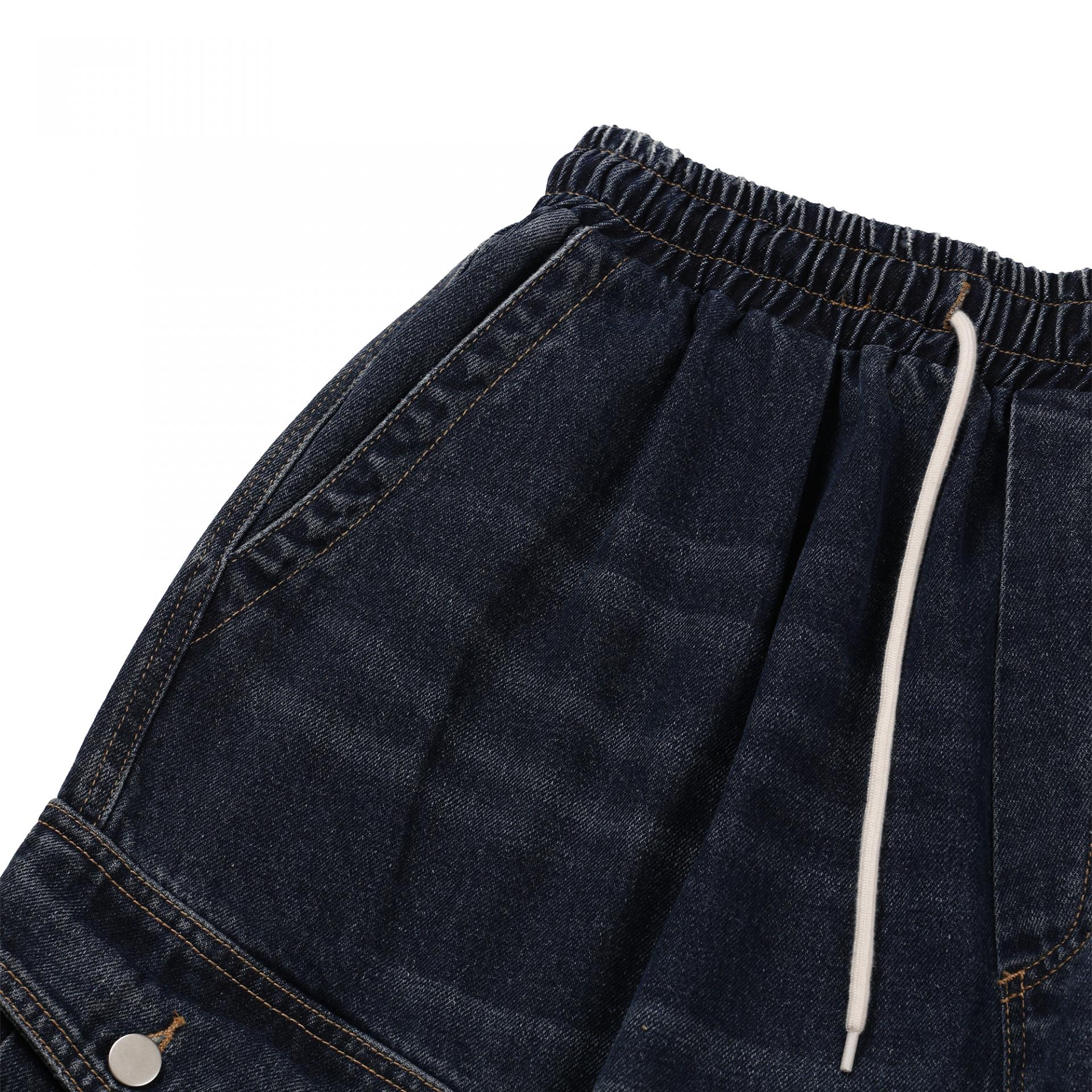 vintage washing cargo bermuda denim pants