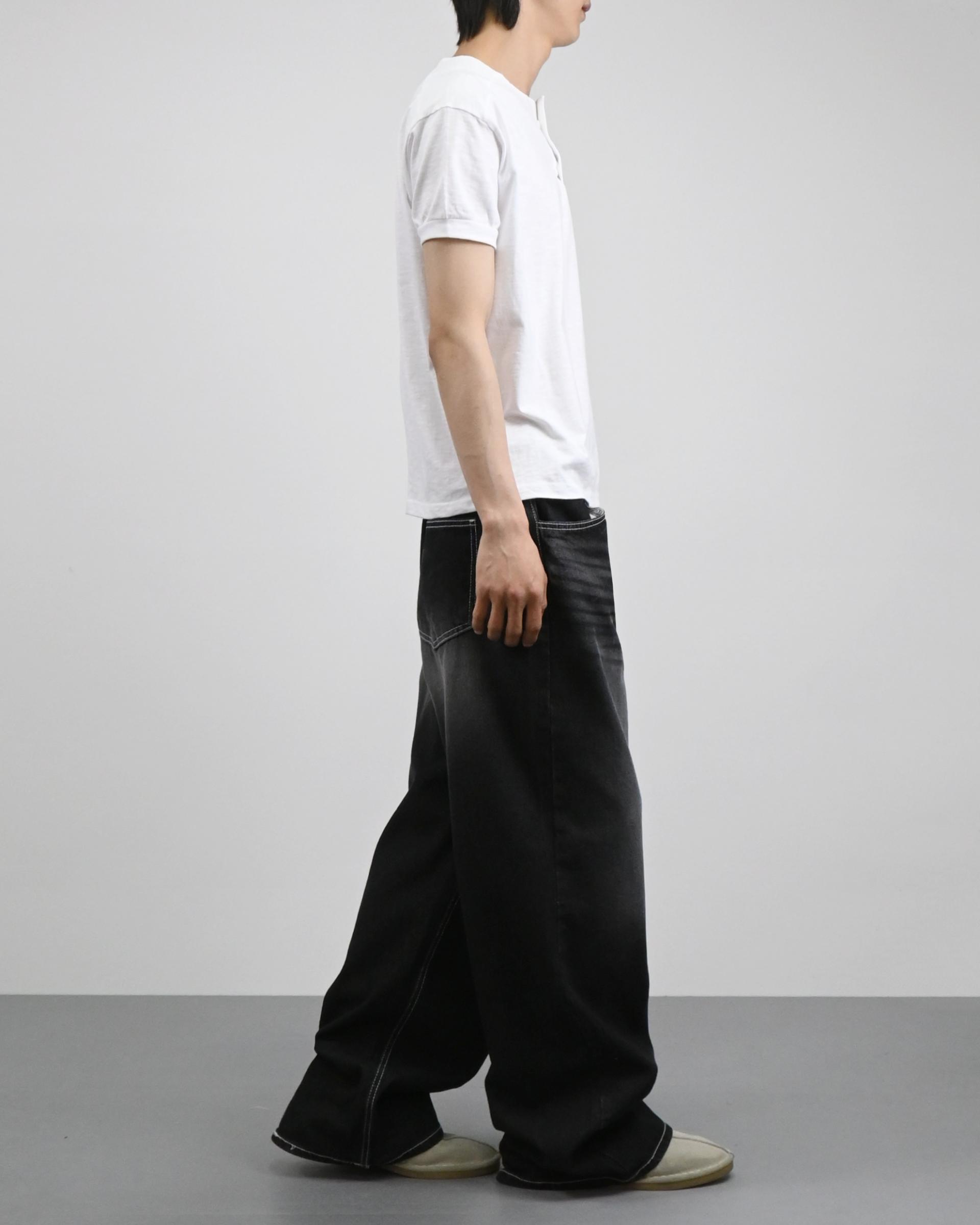 stitch henley neck half t-shirt