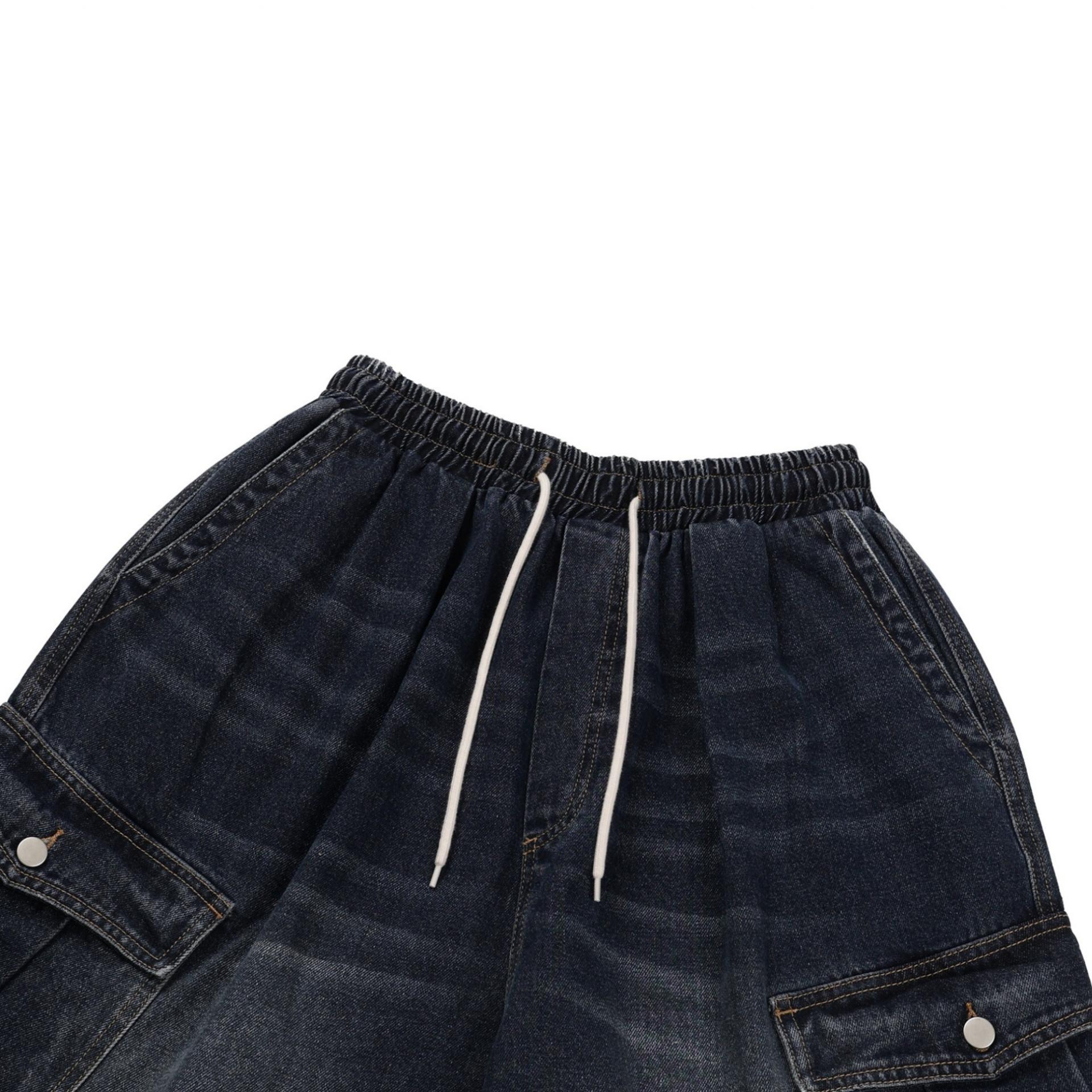 vintage washing cargo bermuda denim pants
