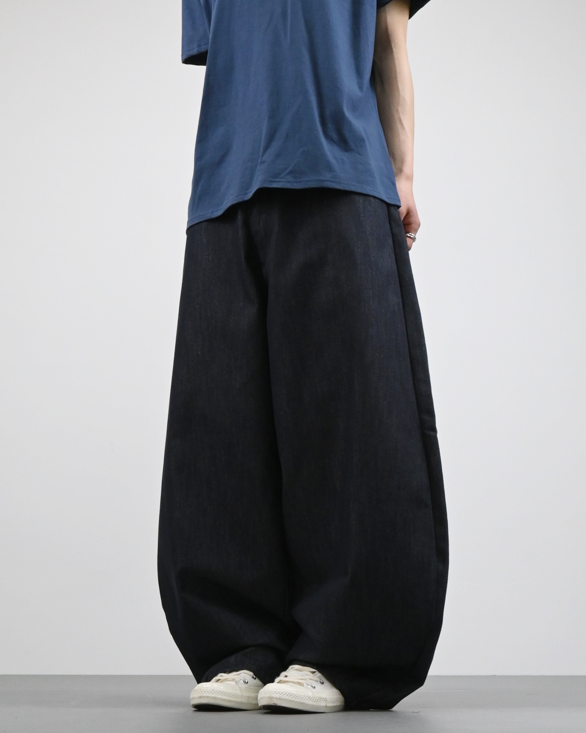 check pocket raw denim pants