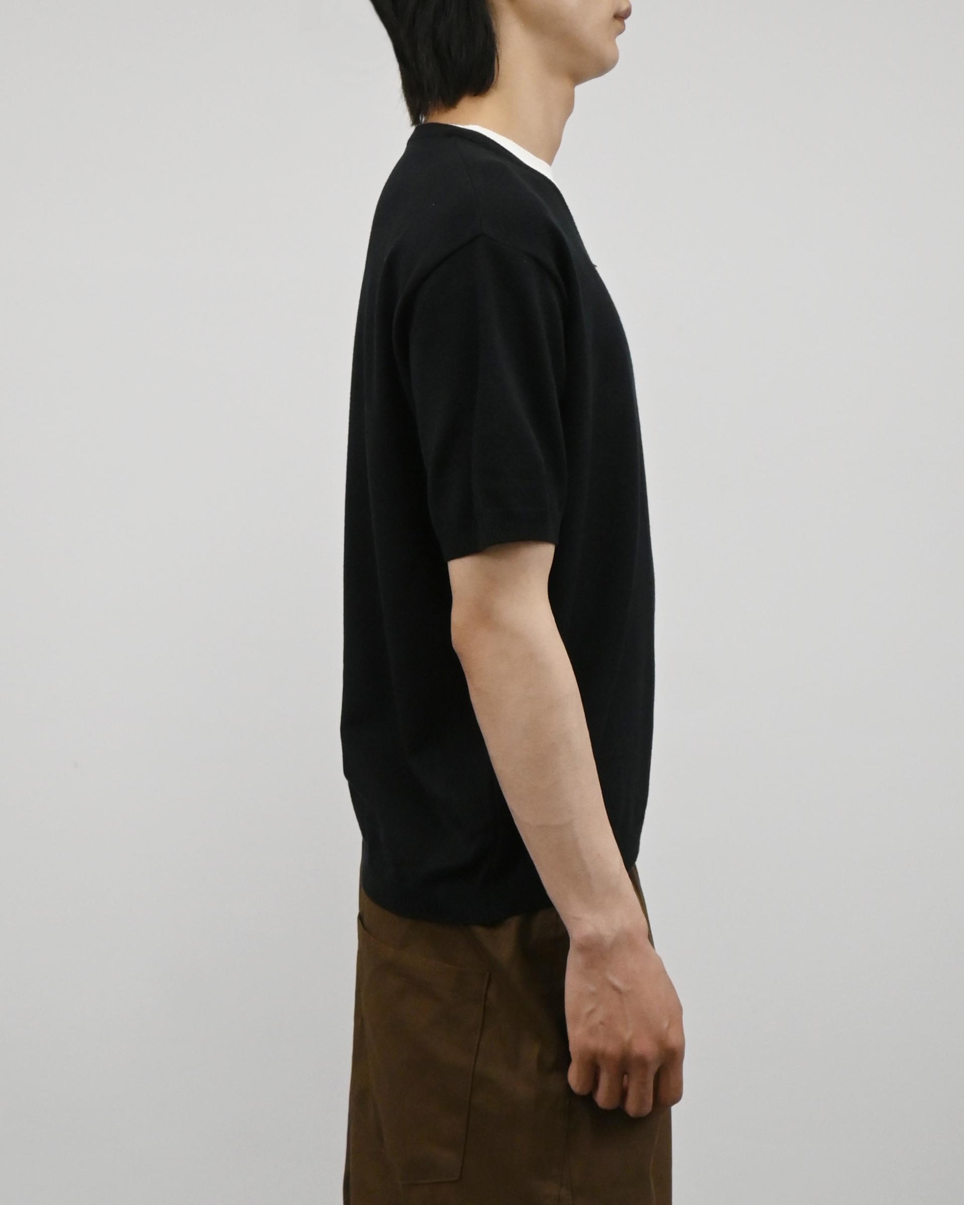 v-neck layered half knit
