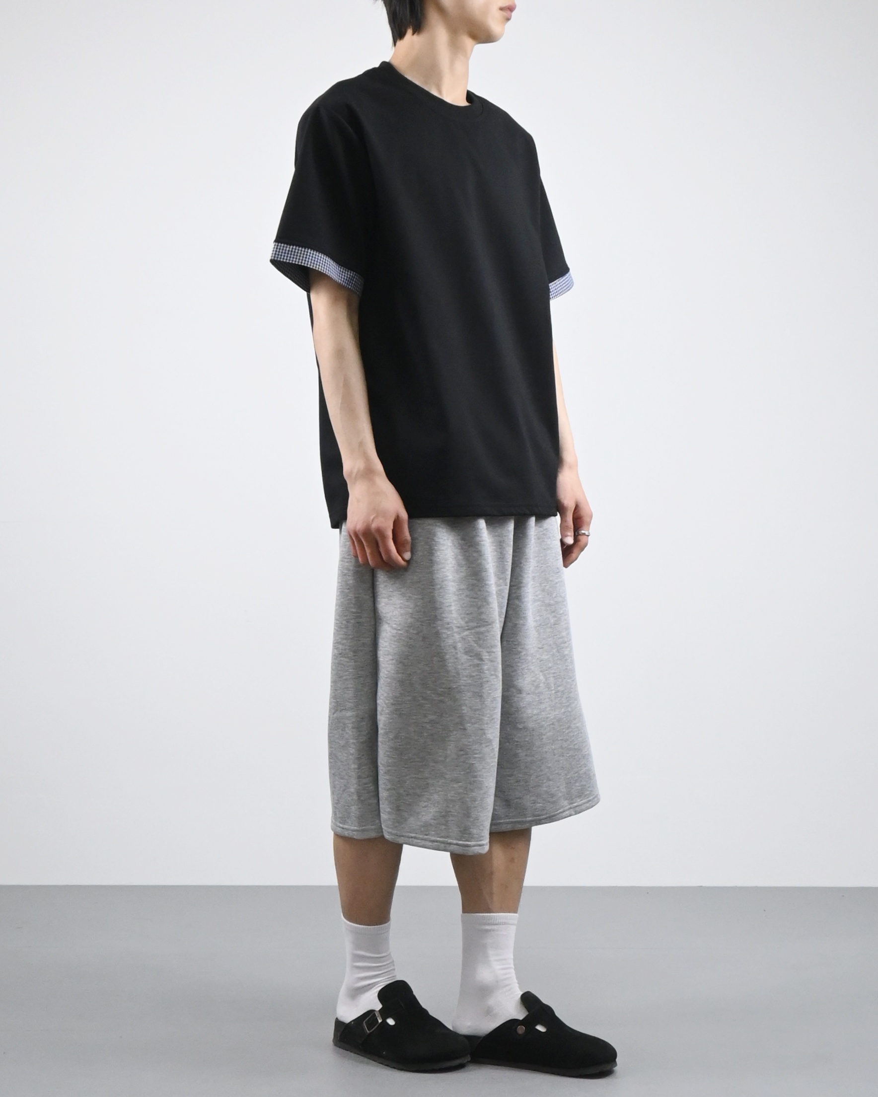 check roll-up half t-shirt