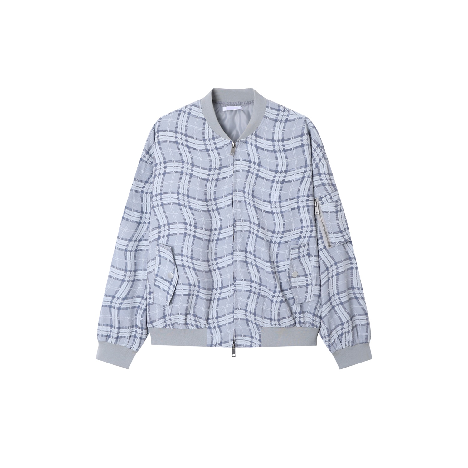 wavy check bomber jacket