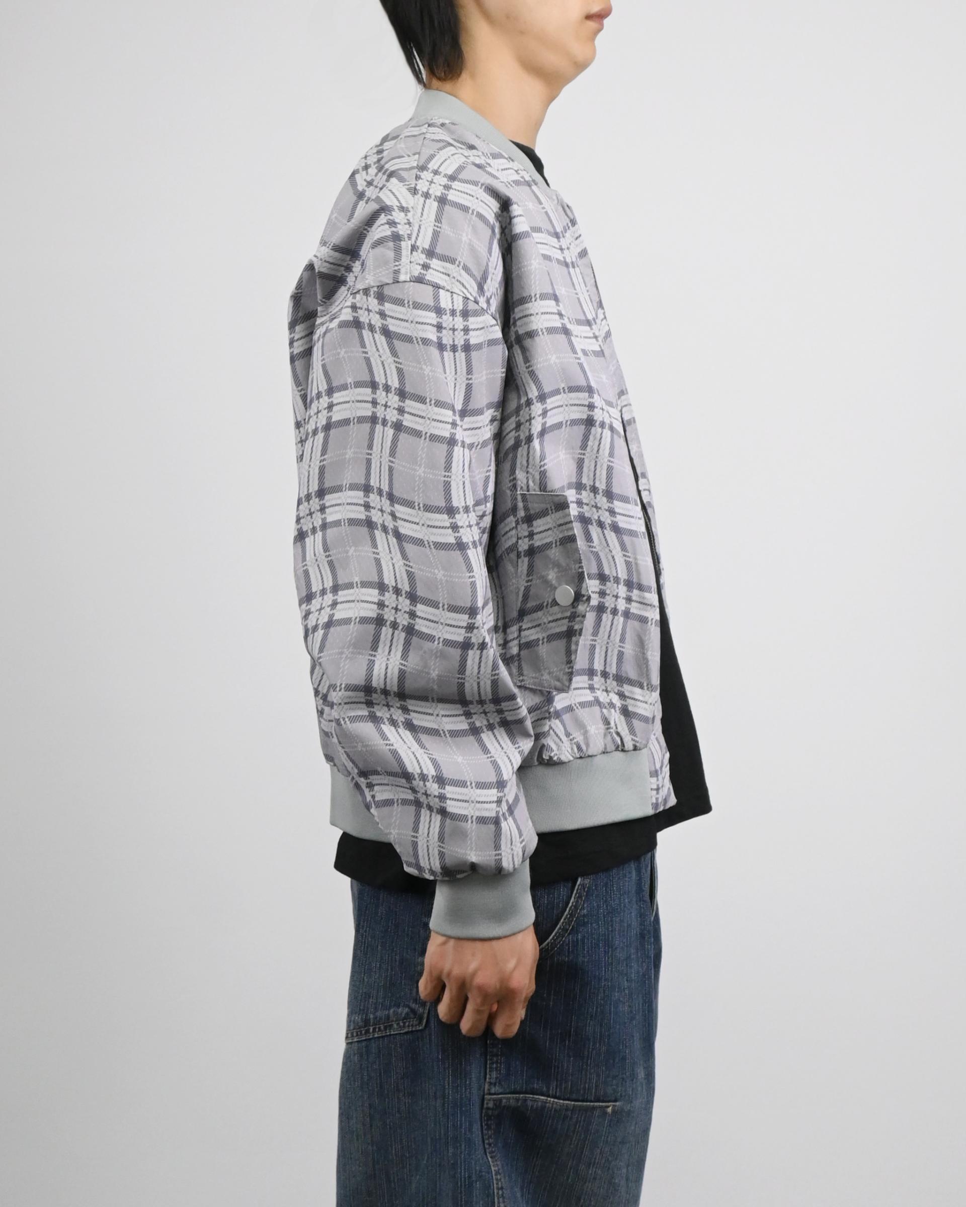 wavy check bomber jacket