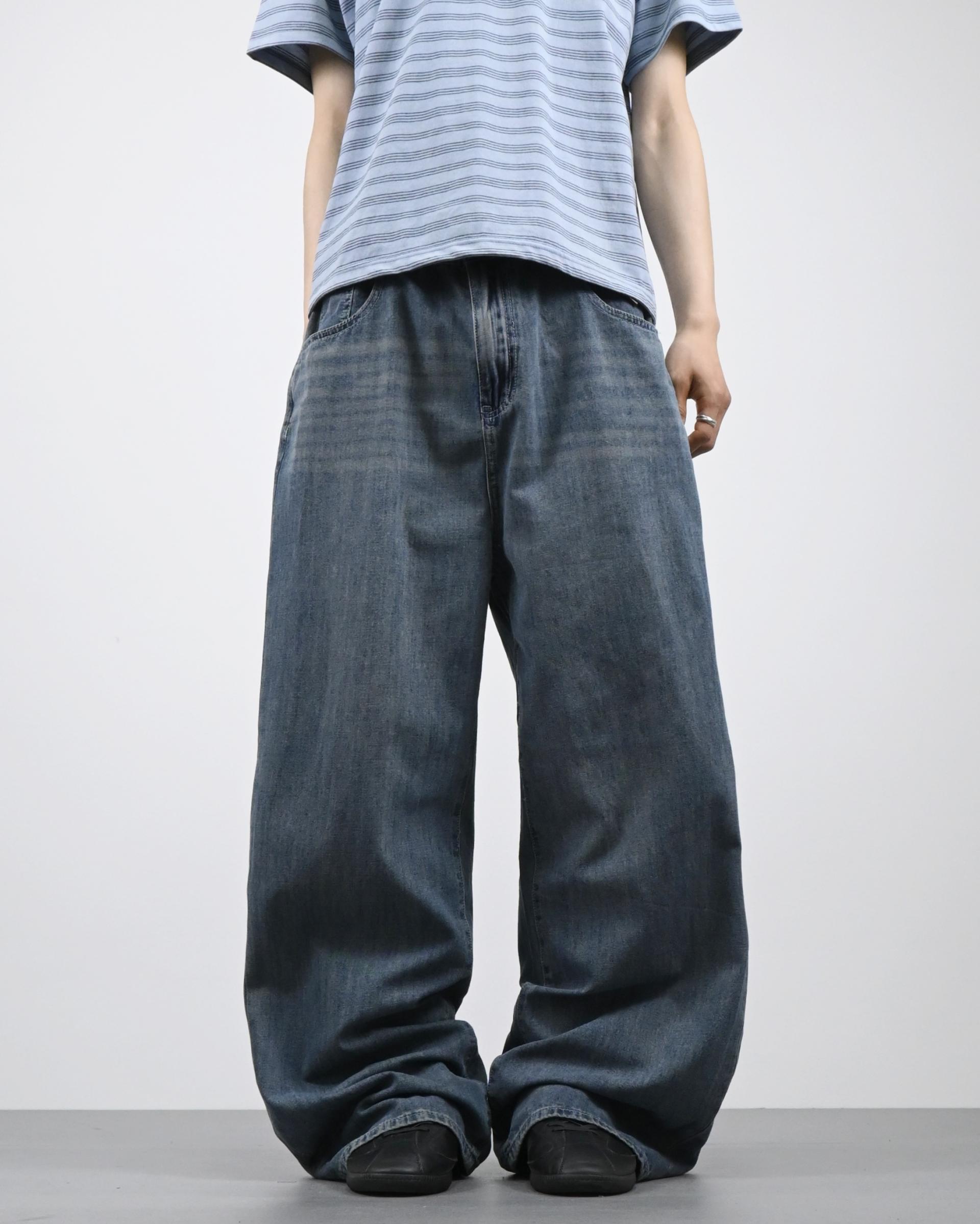 straight linen denim pants