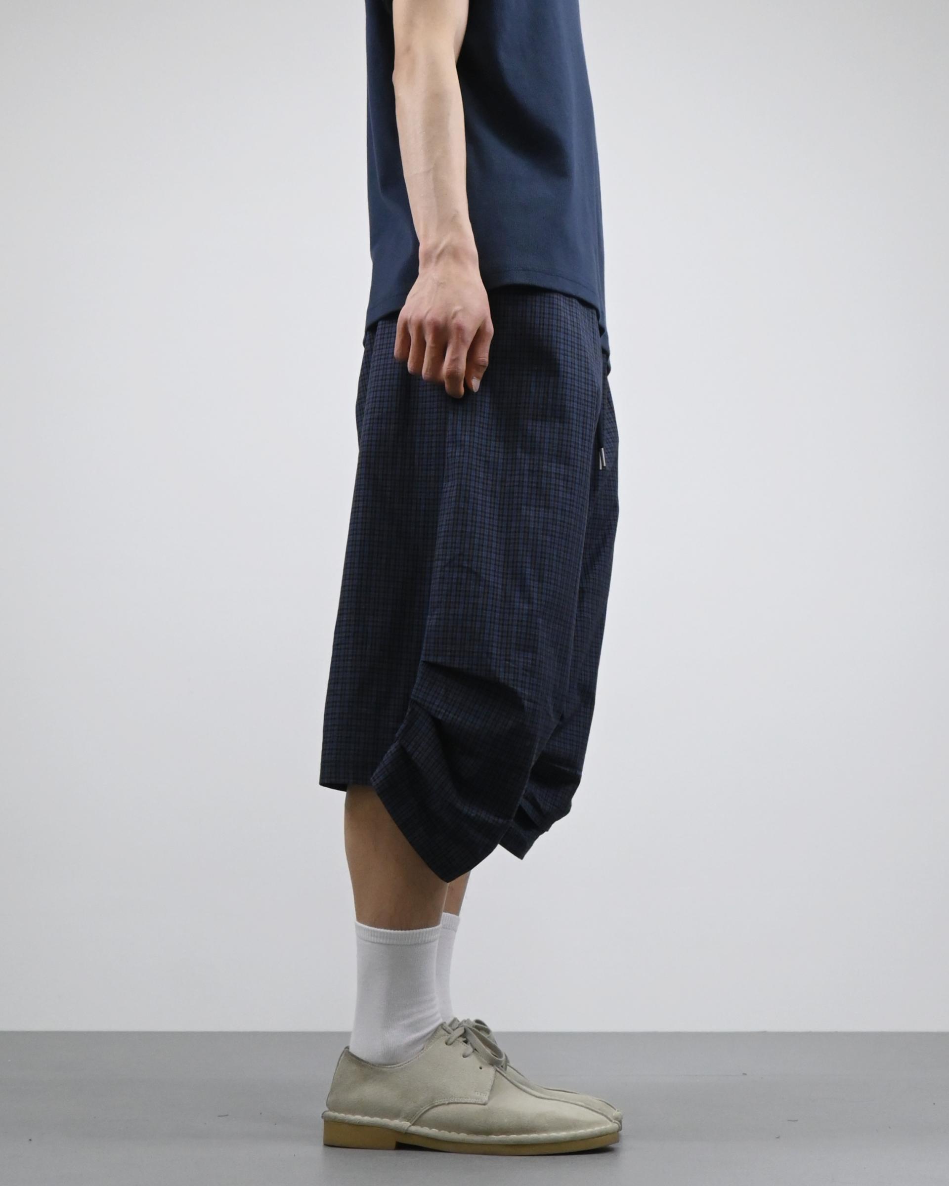 checkered bermuda cotton pants