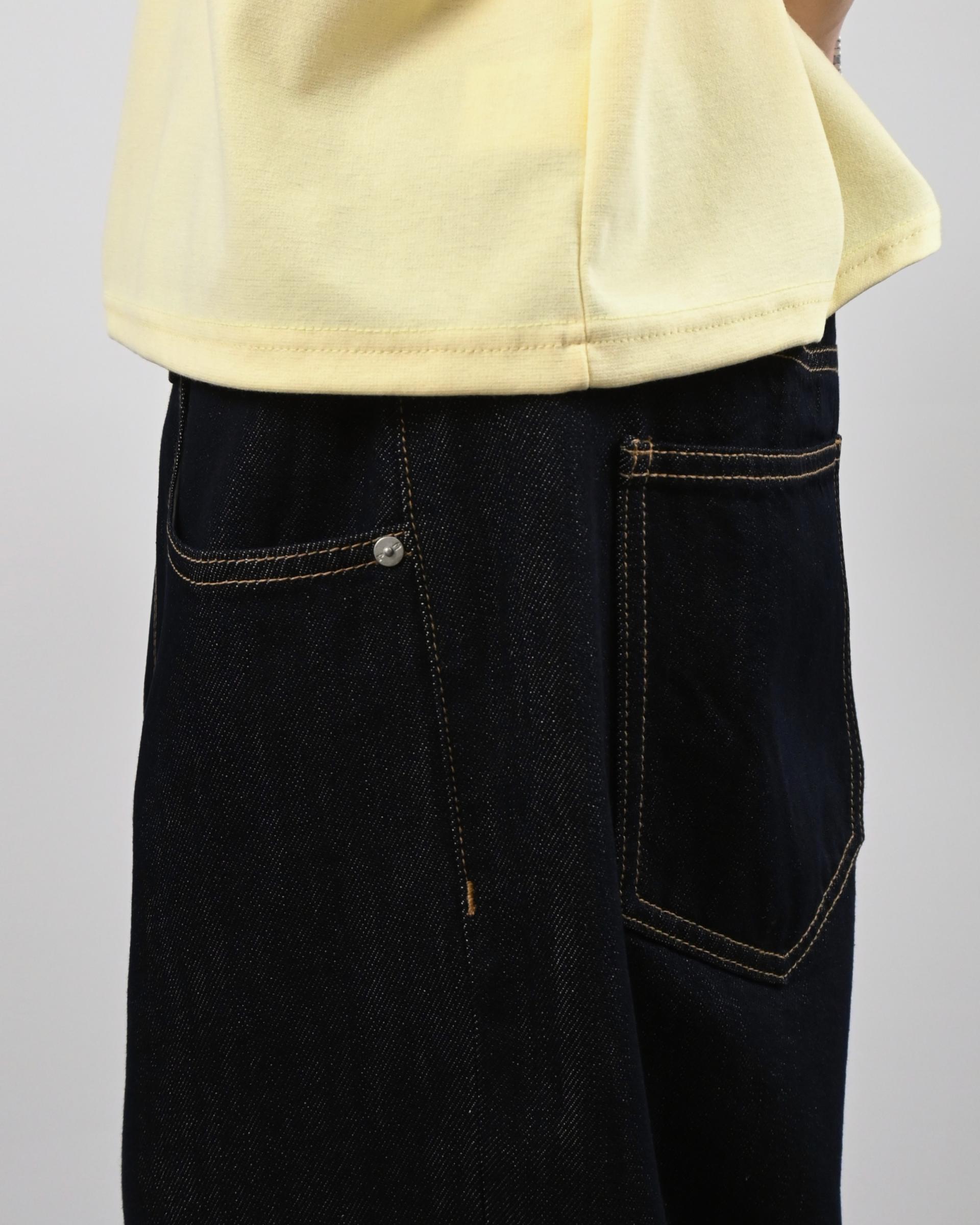 banding raw denim relaxed pants