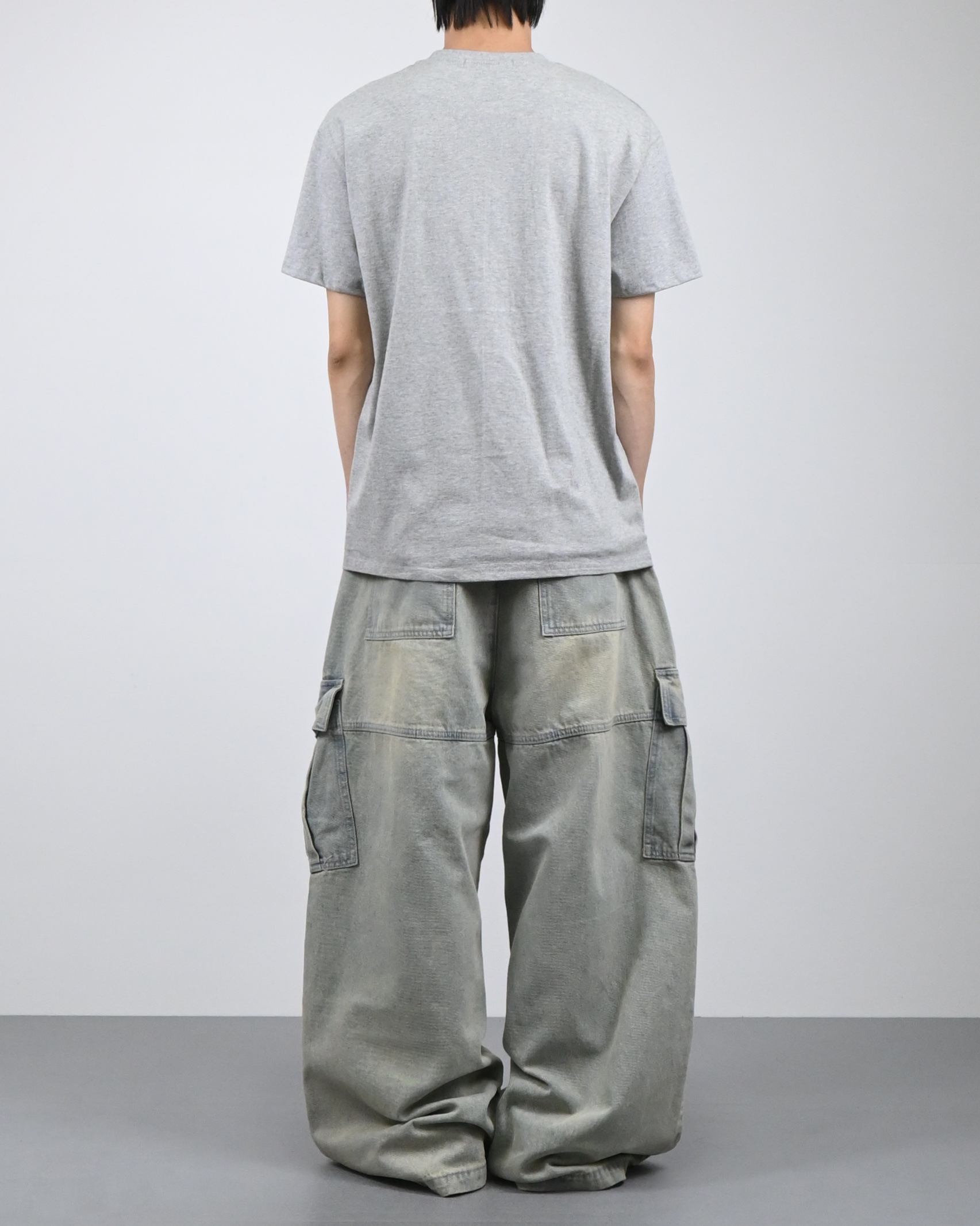 gray parachute denim cargo pants