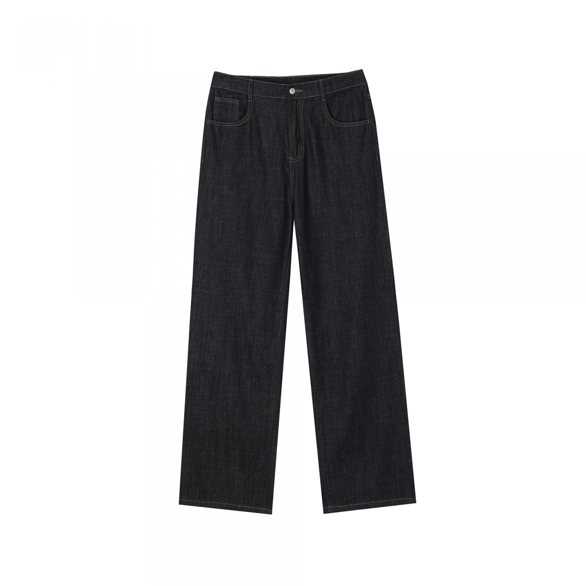 straight linen denim pants